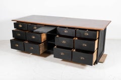 19thC Large English Ebonised Shop Counter Bank of Drawers