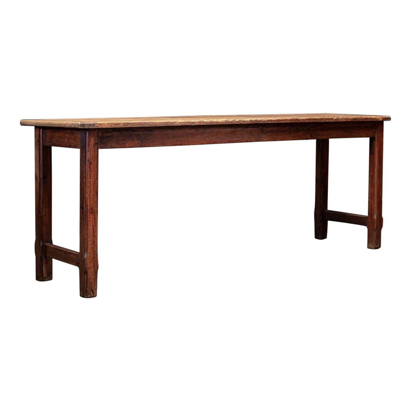 Grande table de service gothique anglaise en pin du 19ème siècle