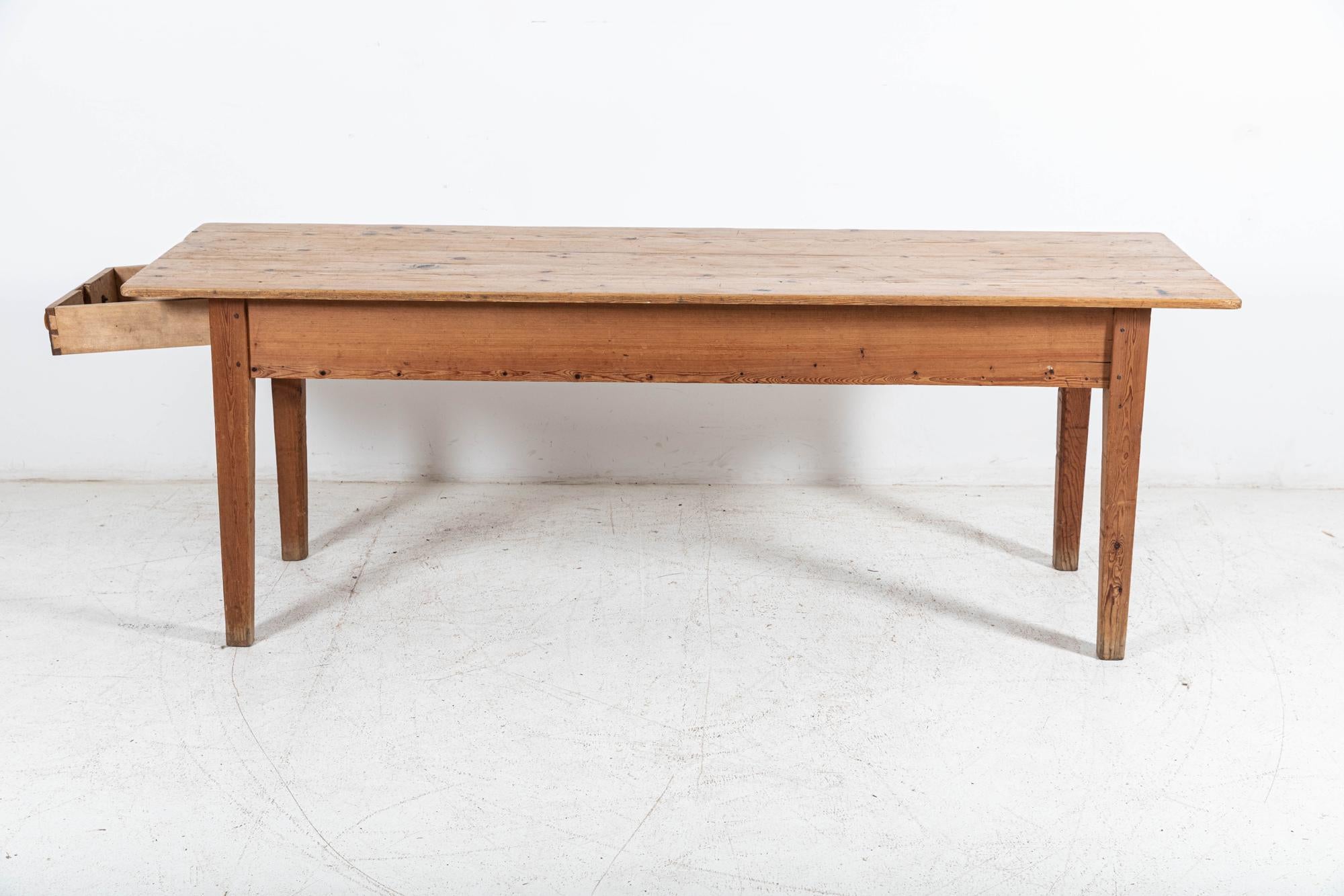 19thC Large English Pine Farmhouse Table For Sale 6