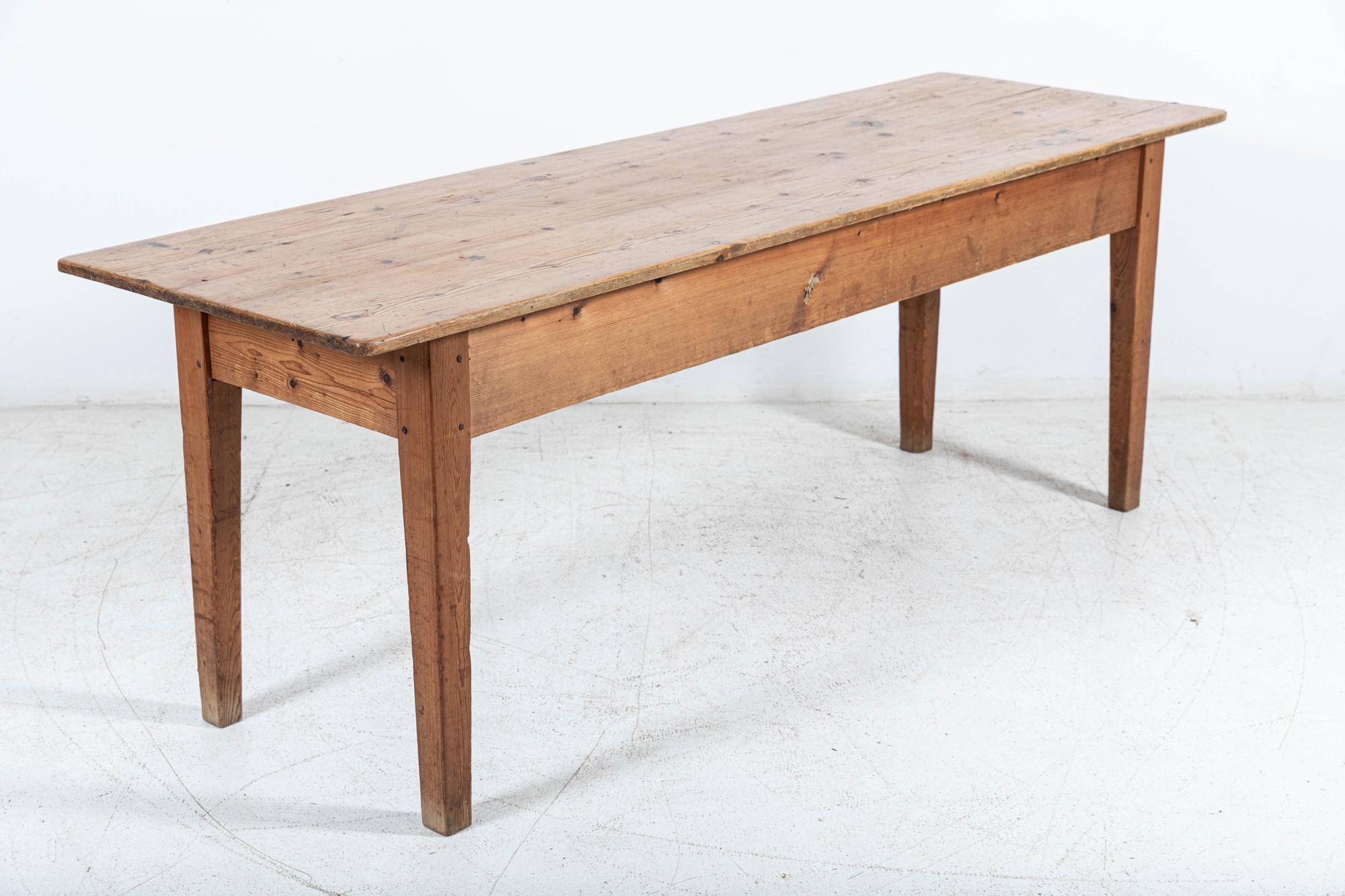 19thC Large English Pine Farmhouse Table For Sale 7