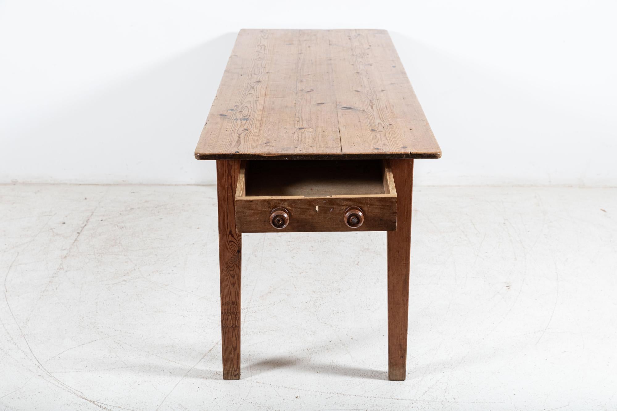19thC Large English Pine Farmhouse Table For Sale 9