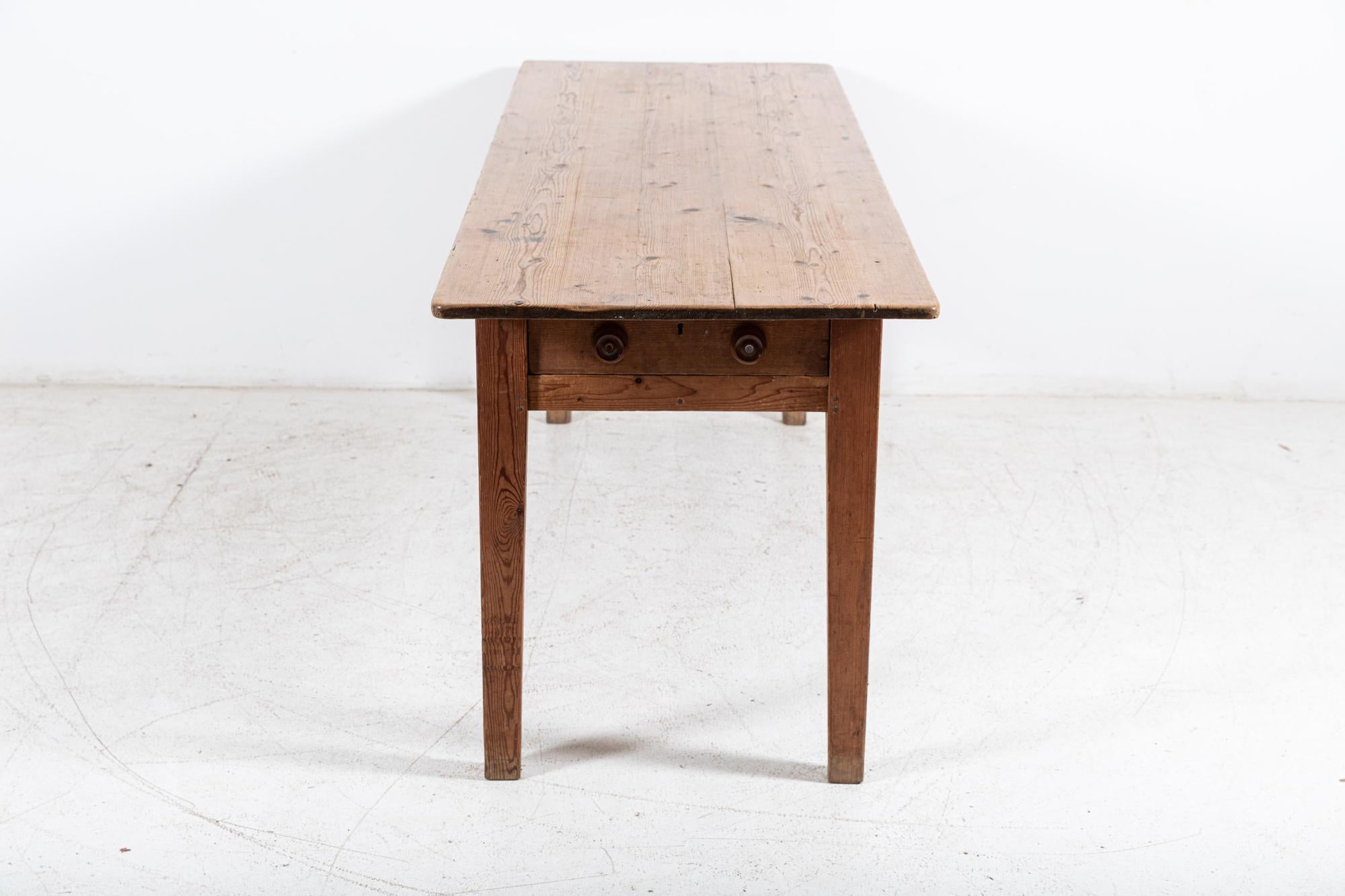 19thC Large English Pine Farmhouse Table For Sale 10