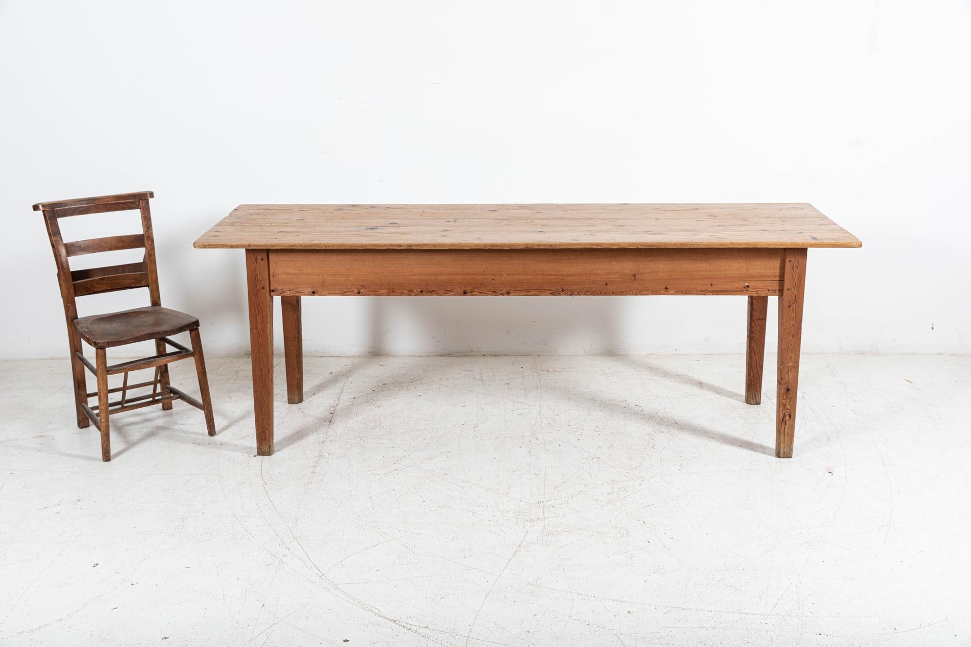 19thC Large English Pine Farmhouse Table For Sale 1