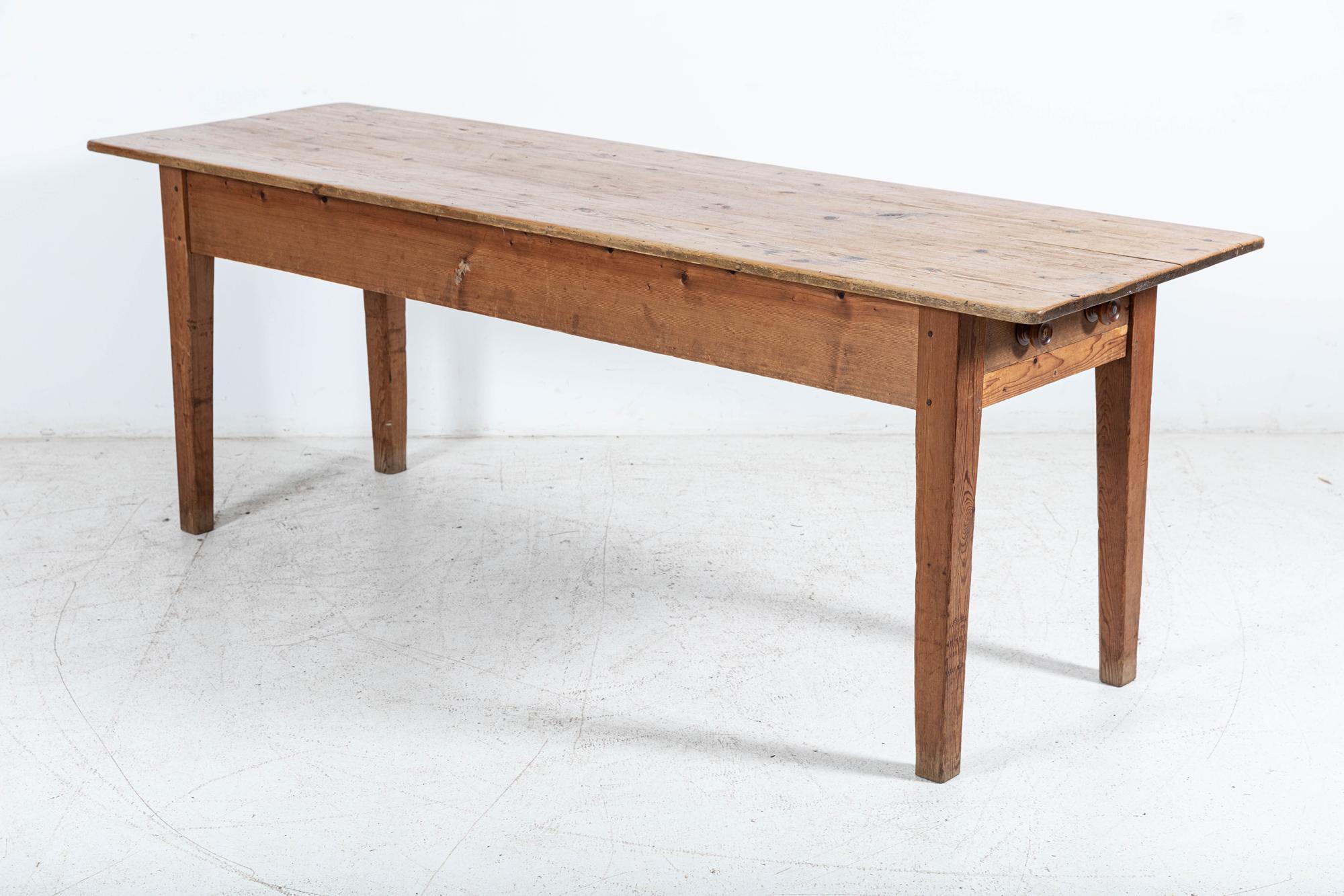 19thC Large English Pine Farmhouse Table For Sale 2