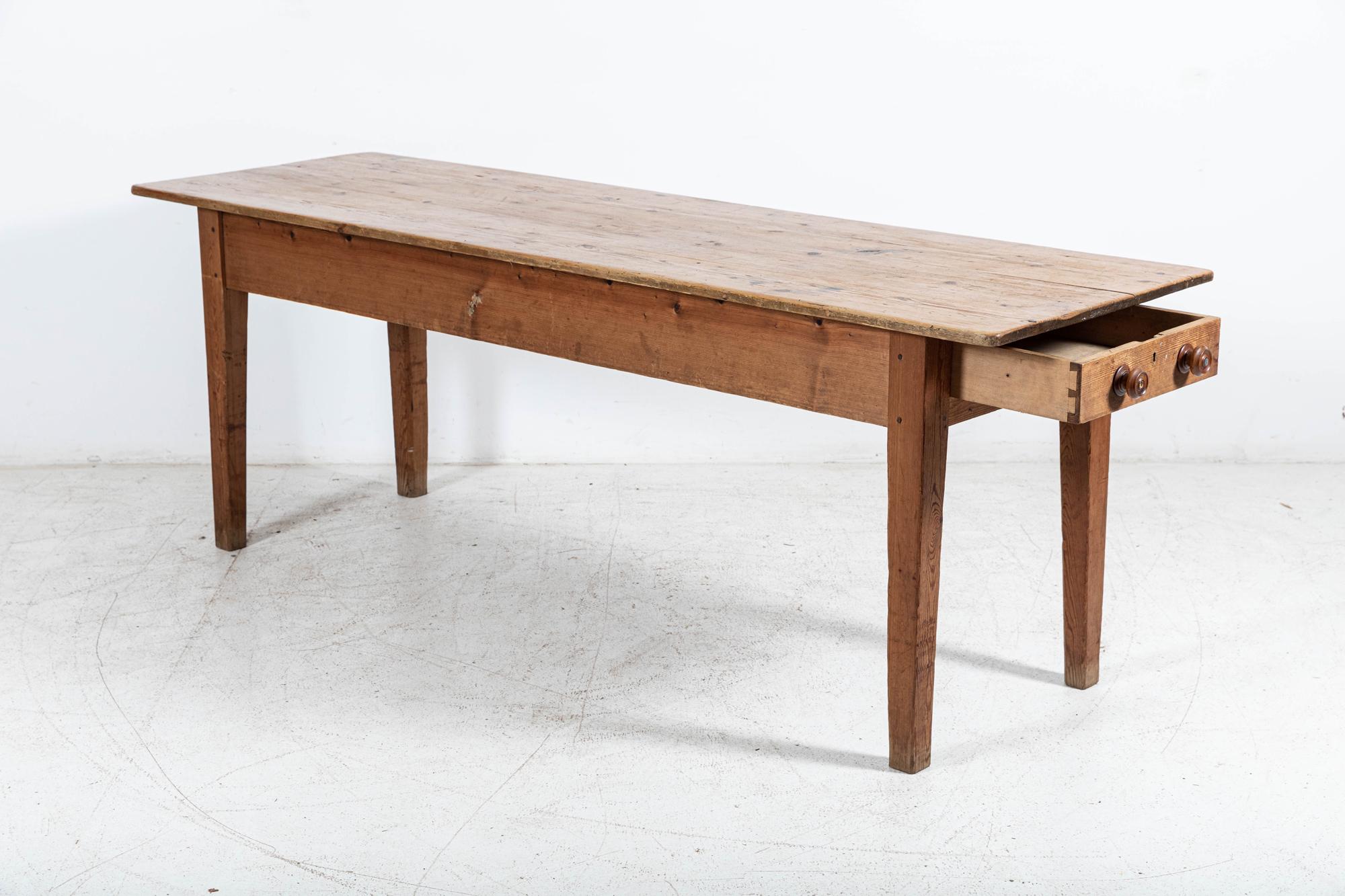 19thC Large English Pine Farmhouse Table For Sale 3