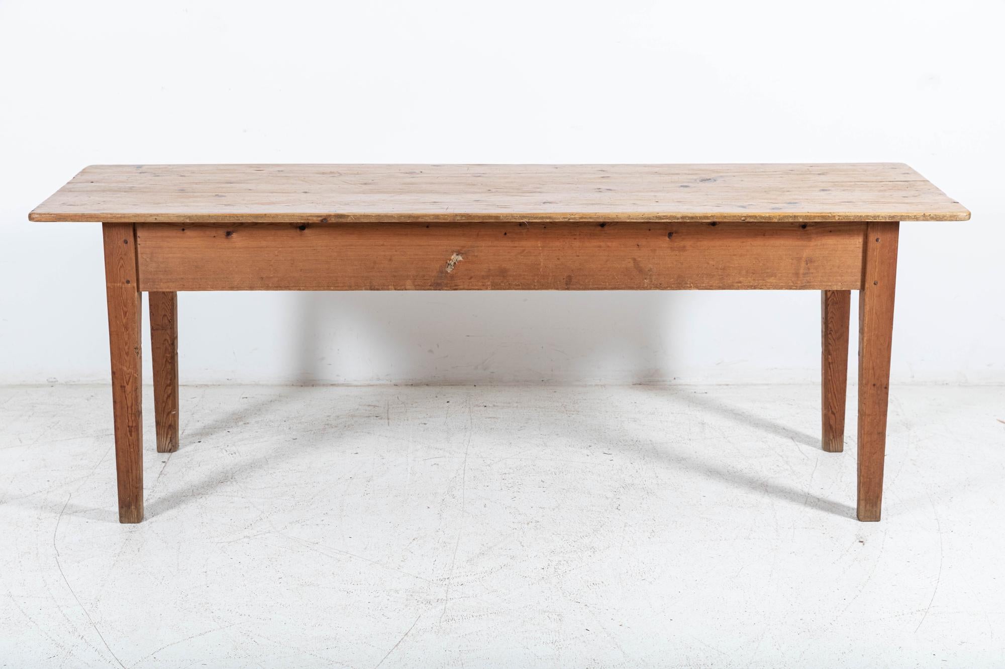 19thC Large English Pine Farmhouse Table For Sale 4