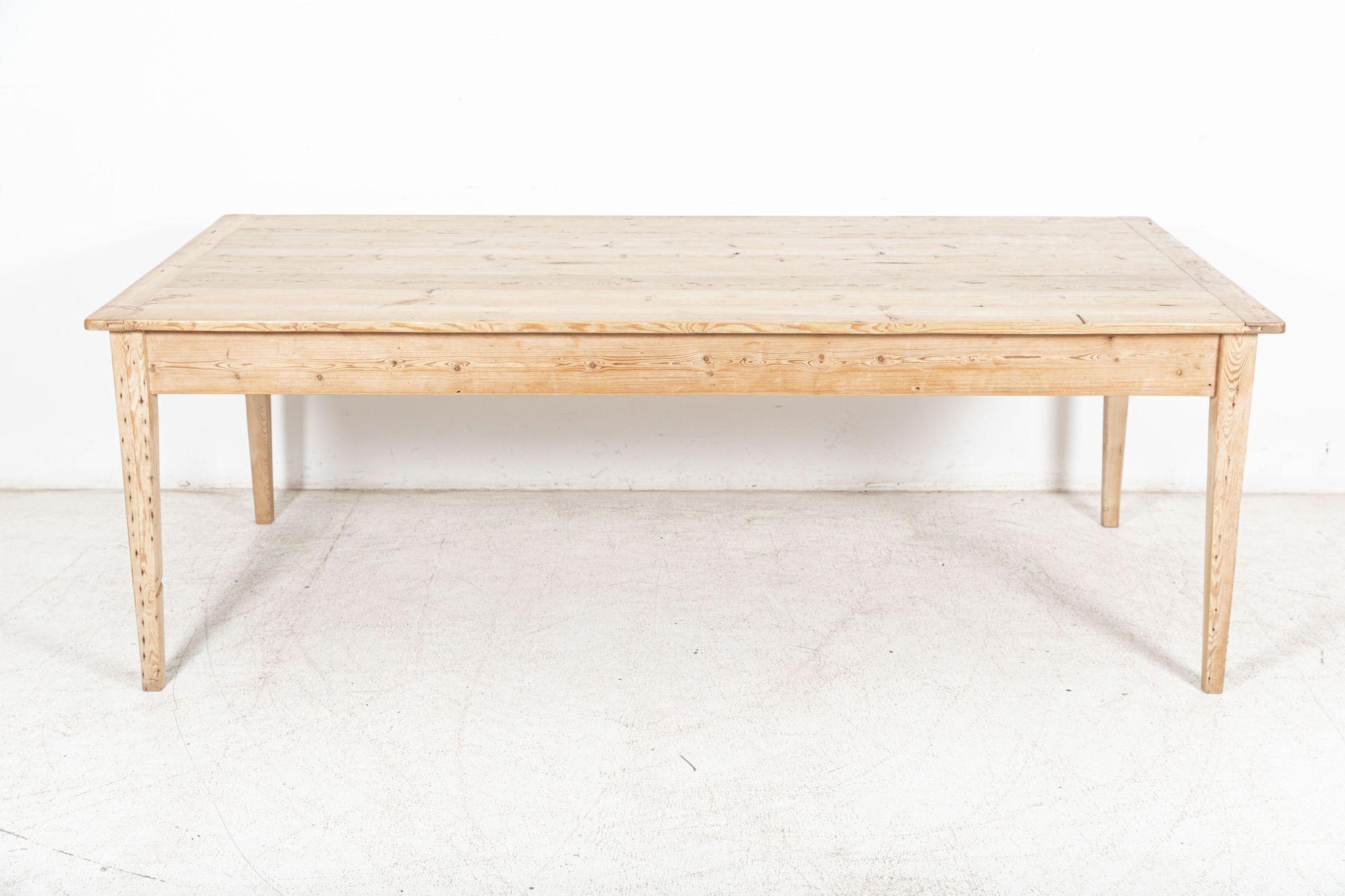 19th C Large English Pine Farmhouse Table For Sale 1