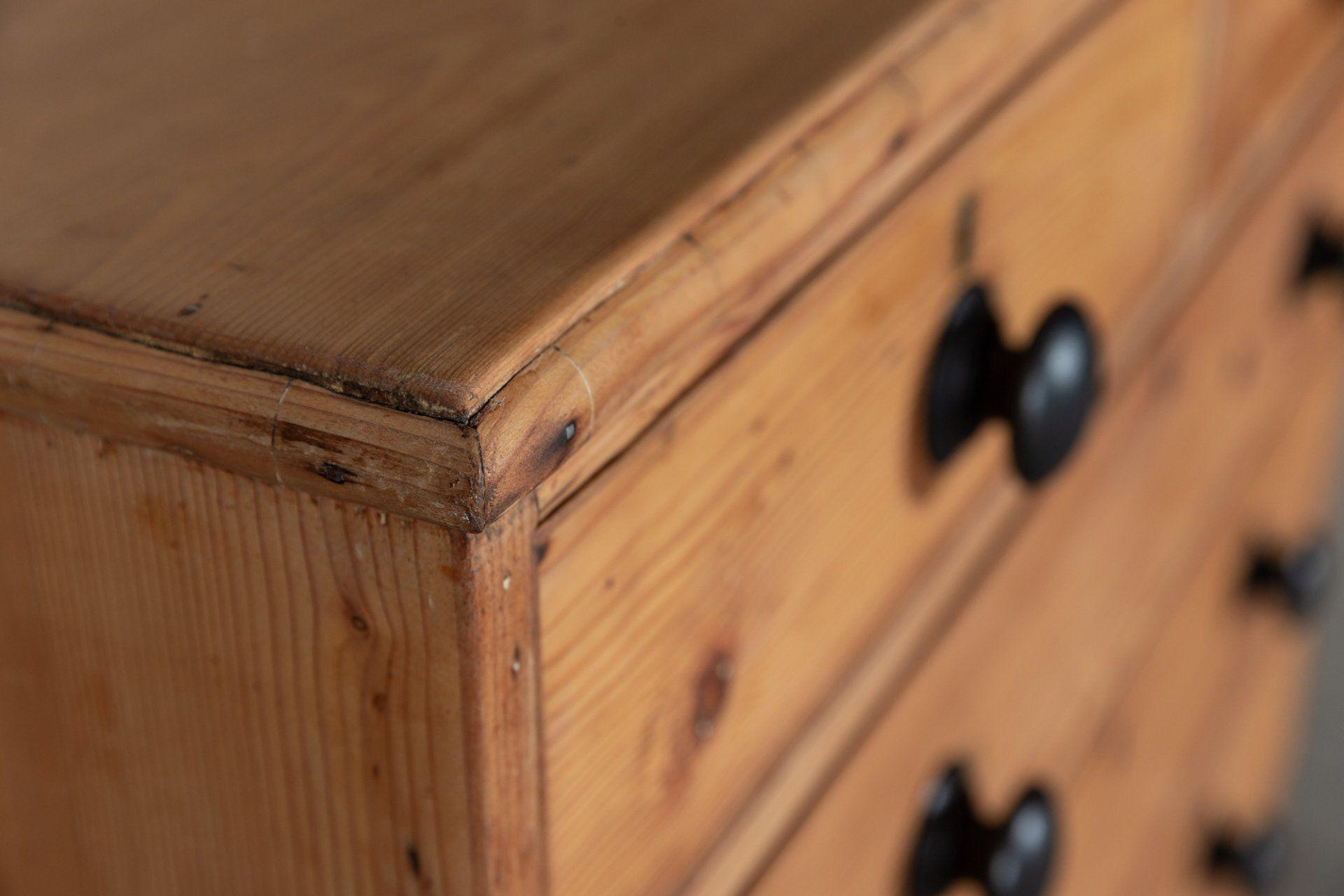 19th C Large English Pine Faux Bamboo Chest Drawers For Sale 7
