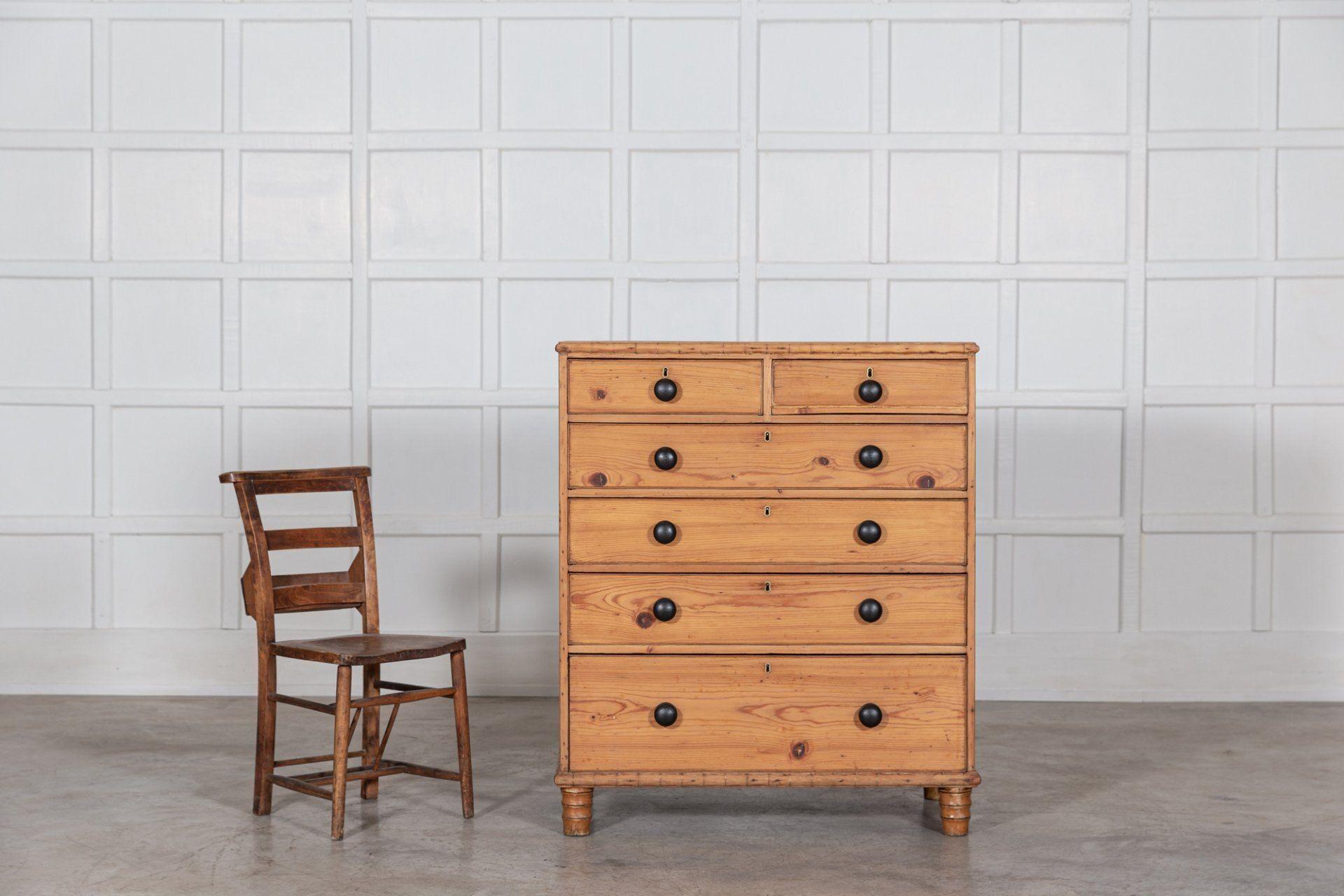 19th C Large English Pine Faux Bamboo Chest Drawers For Sale 3