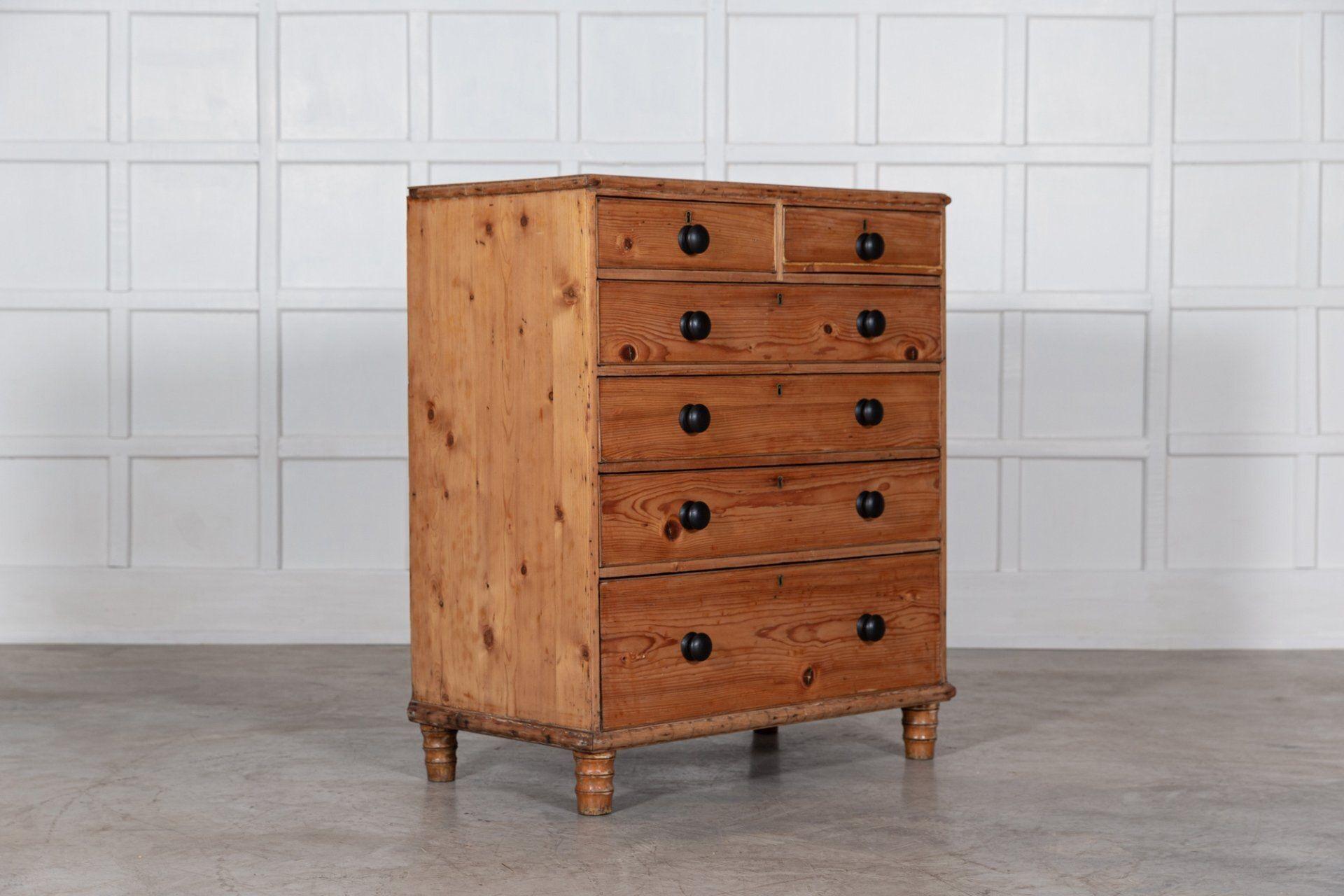 19th C Large English Pine Faux Bamboo Chest Drawers For Sale 4