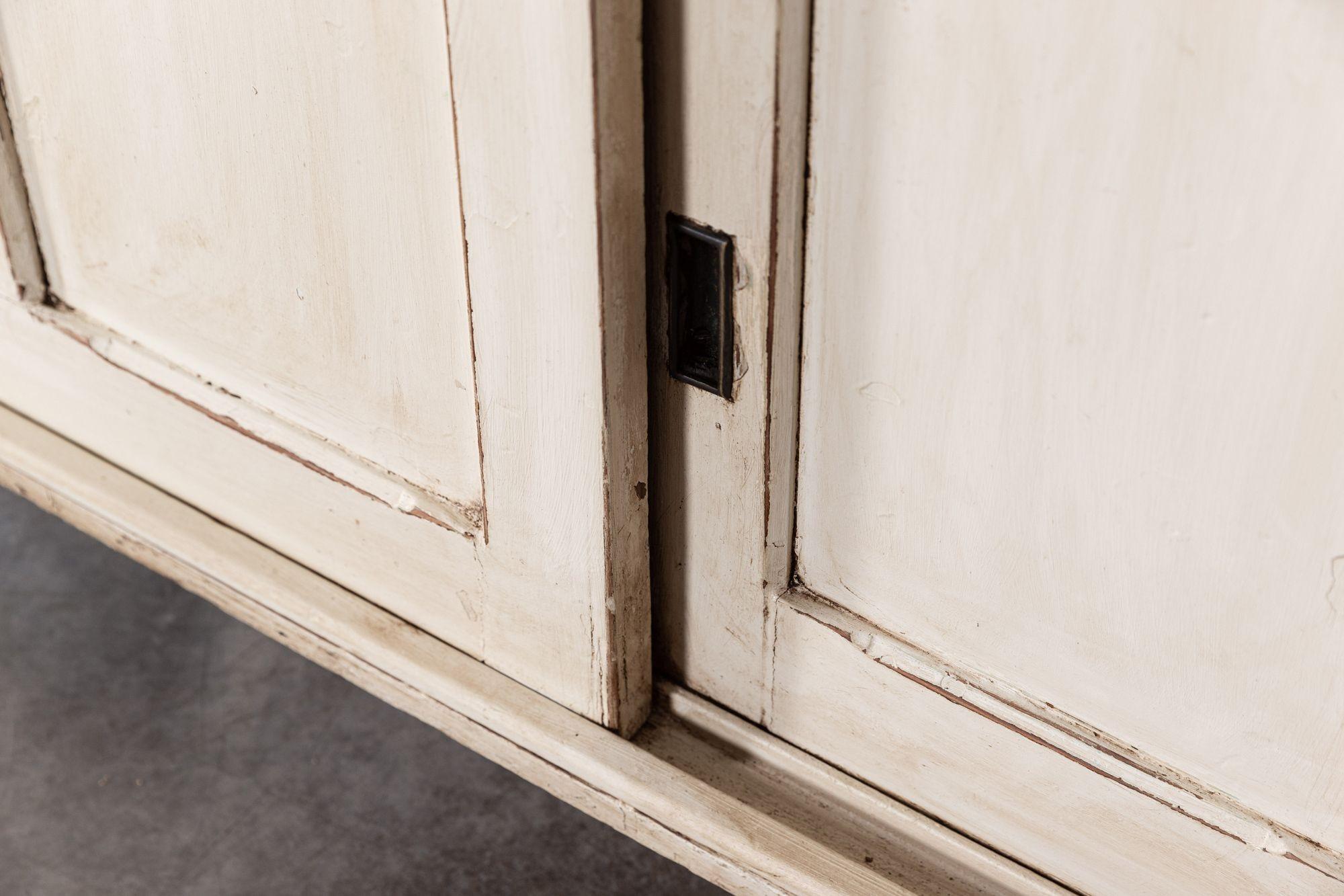 19th Century 19thC Large English Pine Glazed Butlers Pantry Cabinet For Sale