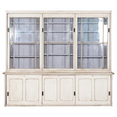 19thC Large English Pine Glazed Butlers Pantry Cabinet
