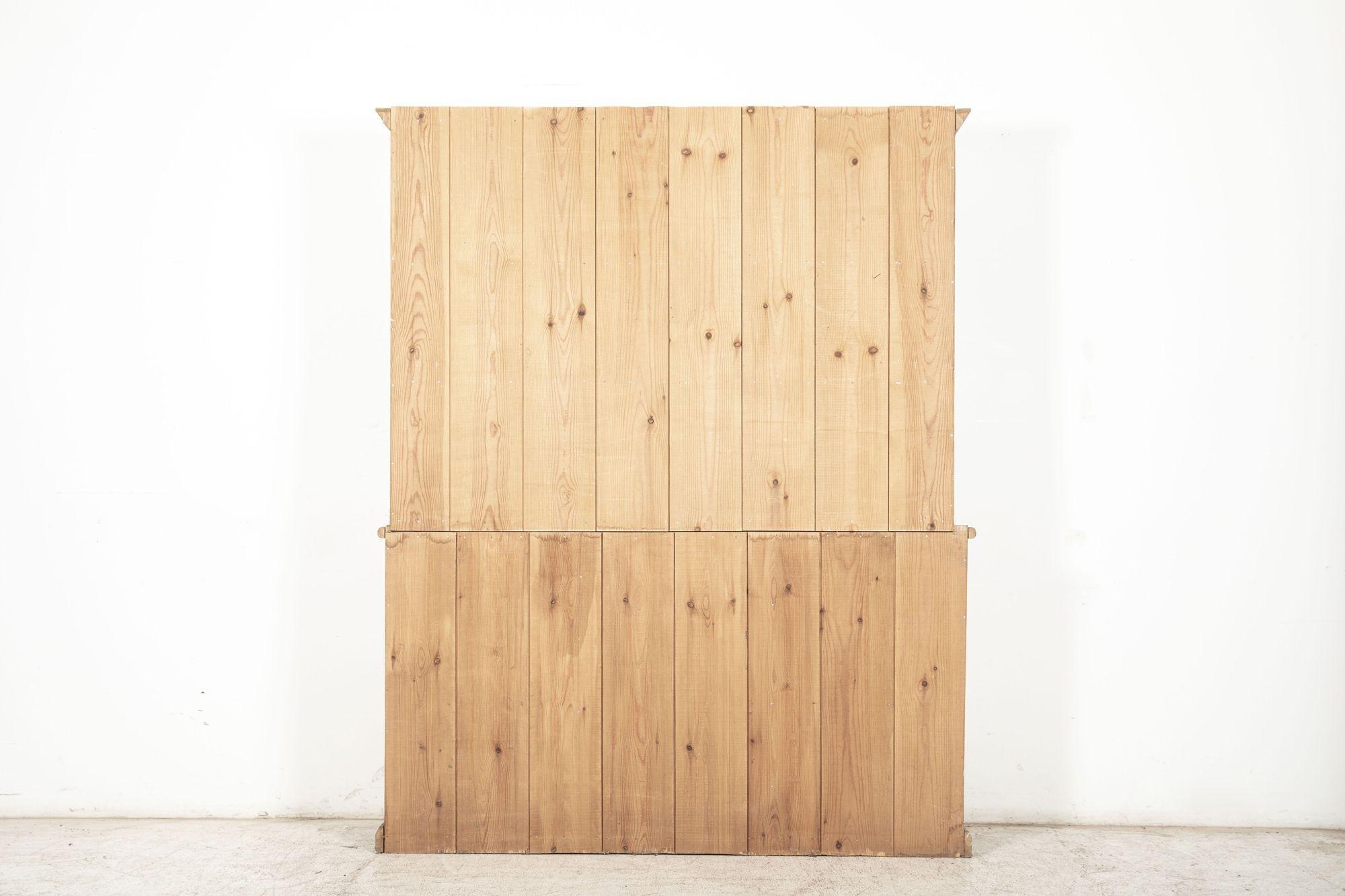 19th C Large English Pine Glazed Panelled Dresser For Sale 9
