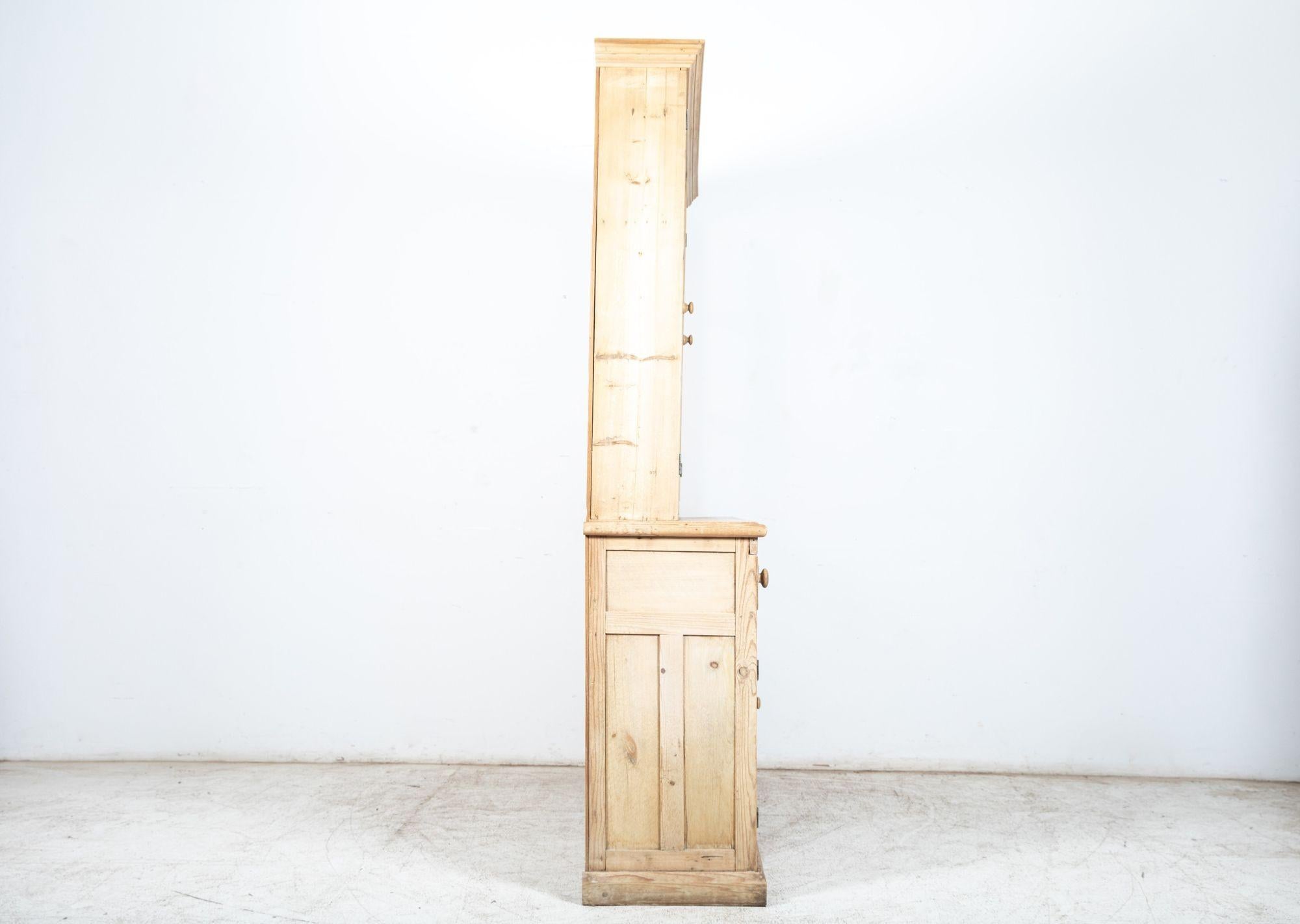 19th C Large English Pine Glazed Panelled Dresser For Sale 3