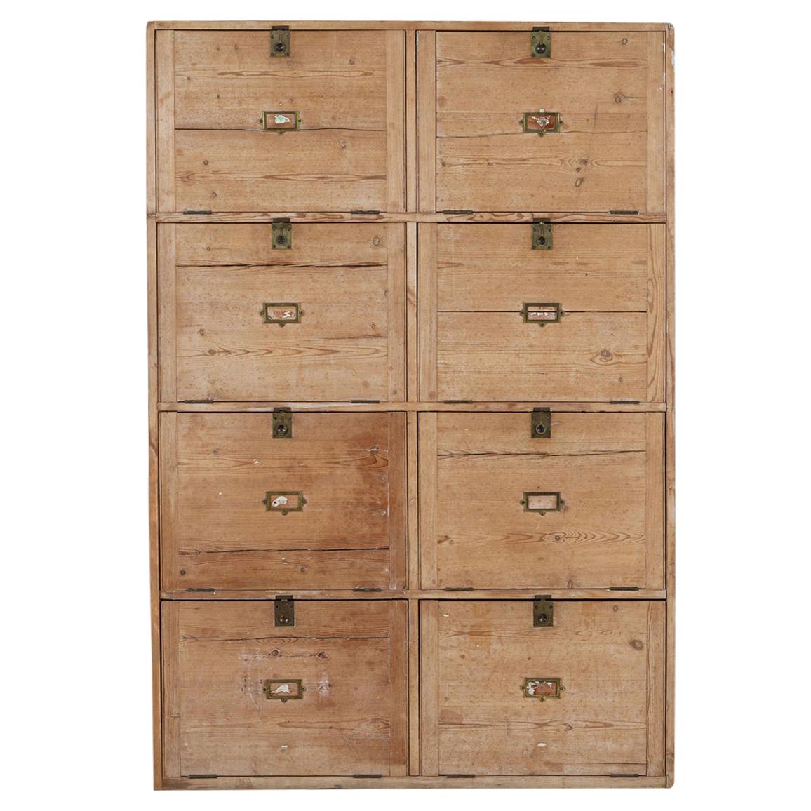 19thC Large English Pine Cabinet For Sale