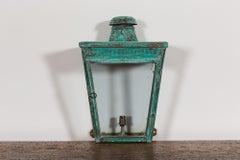 19thC Large English Verdigris Copper Wall Lantern