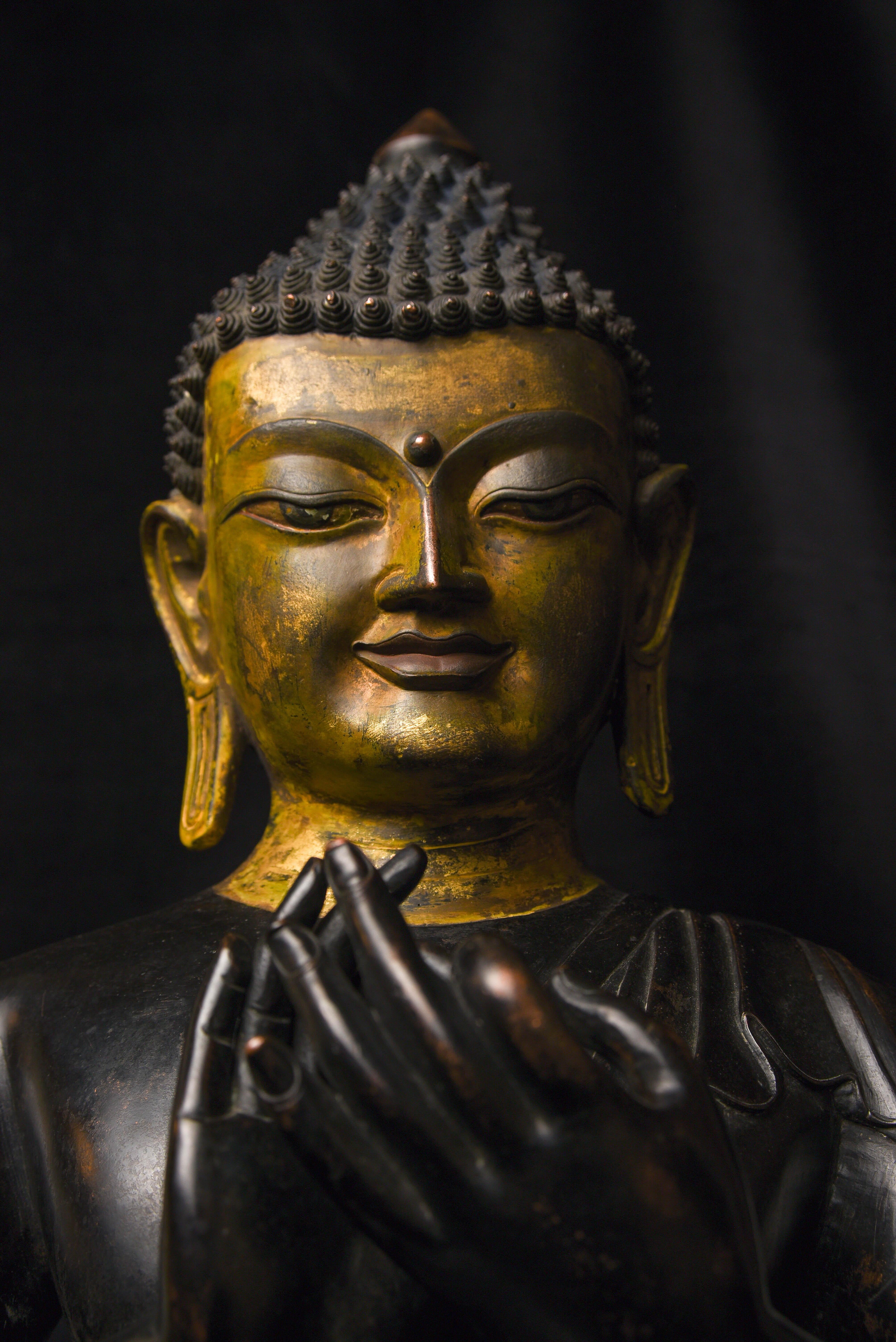 19th C Large, Fine Tibetan Bronze Buddha-World Class Sculpture 7