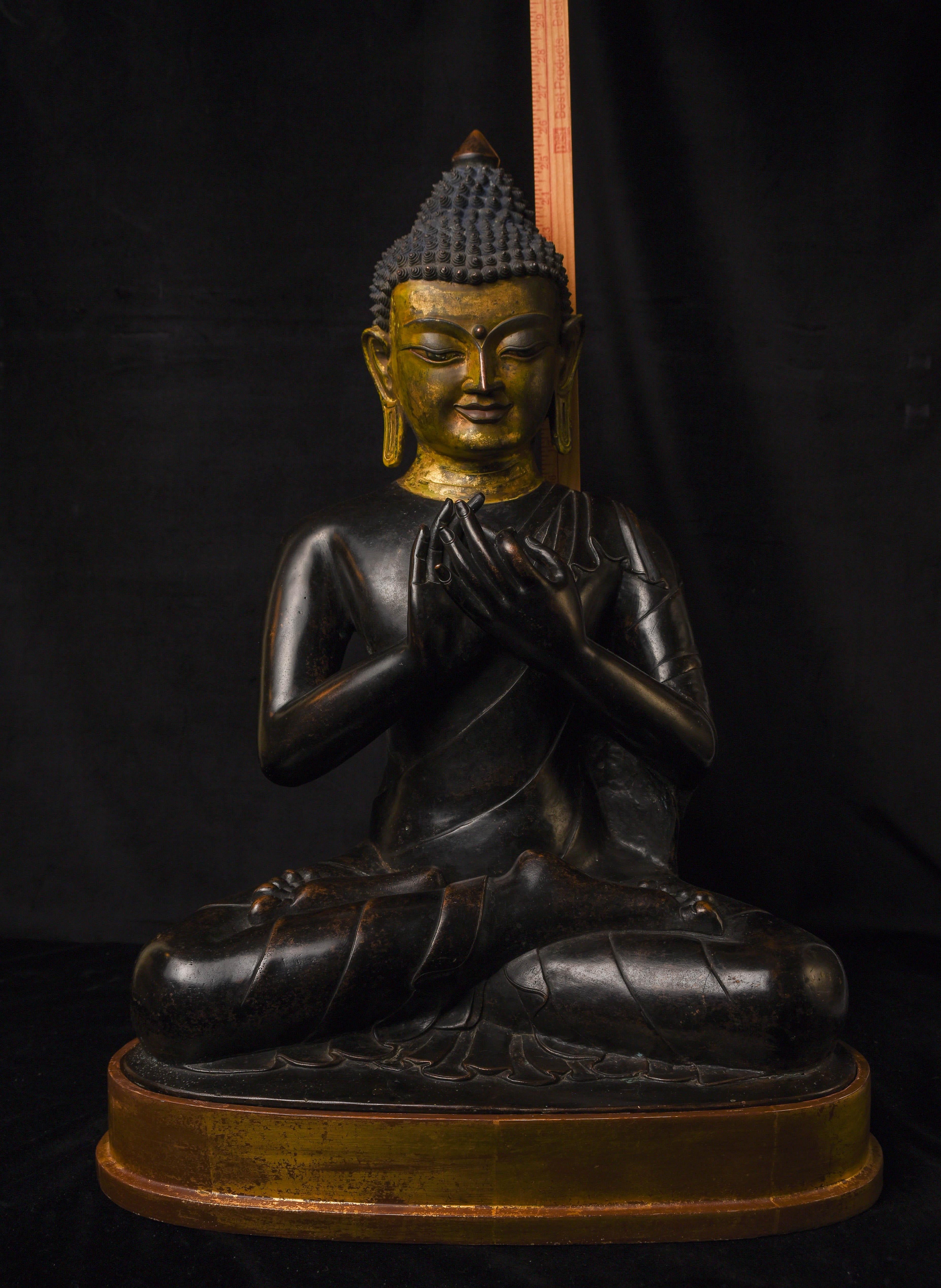 Chinese 19th C Large, Fine Tibetan Bronze Buddha-World Class Sculpture