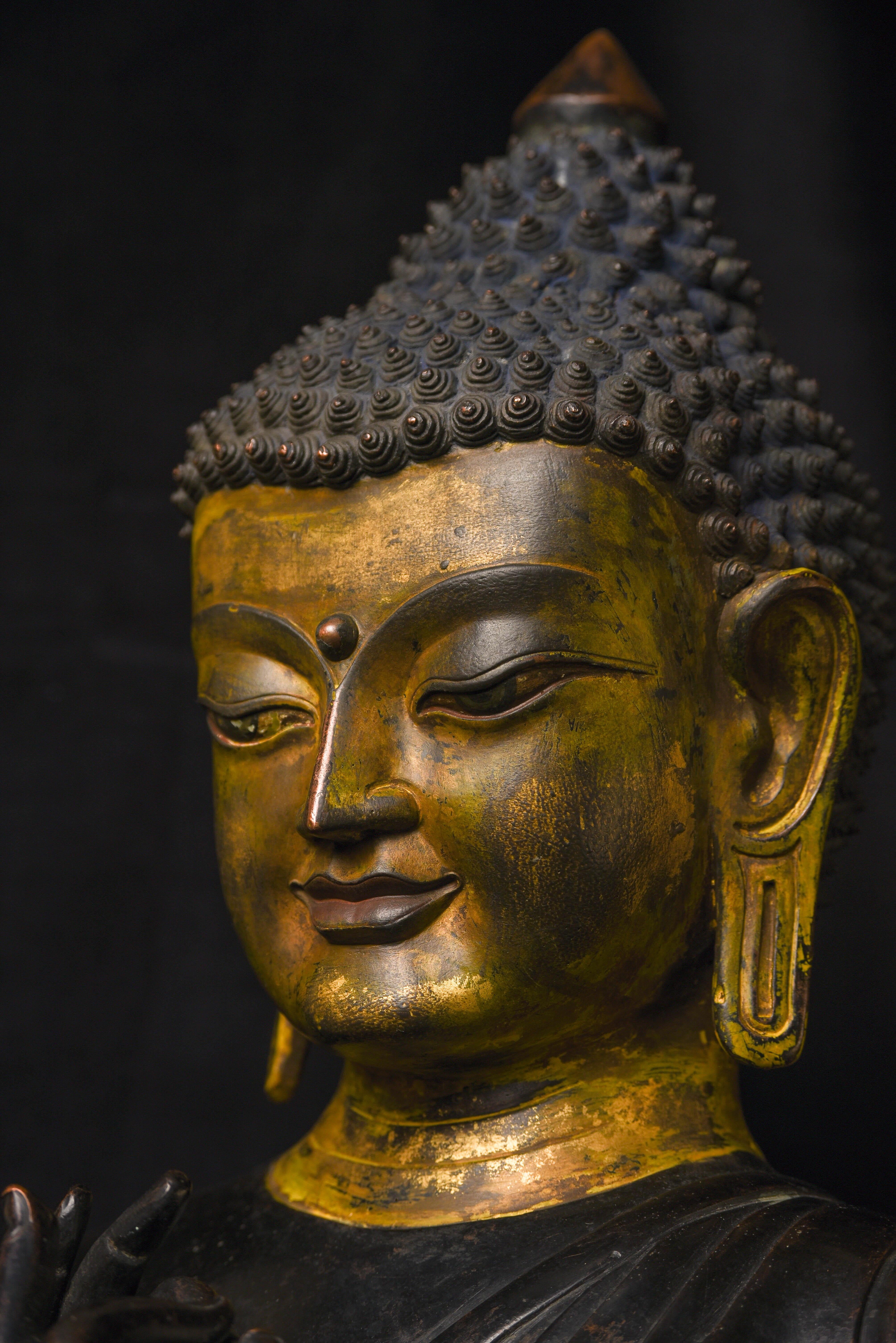 19th C Large, Fine Tibetan Bronze Buddha-World Class Sculpture 1