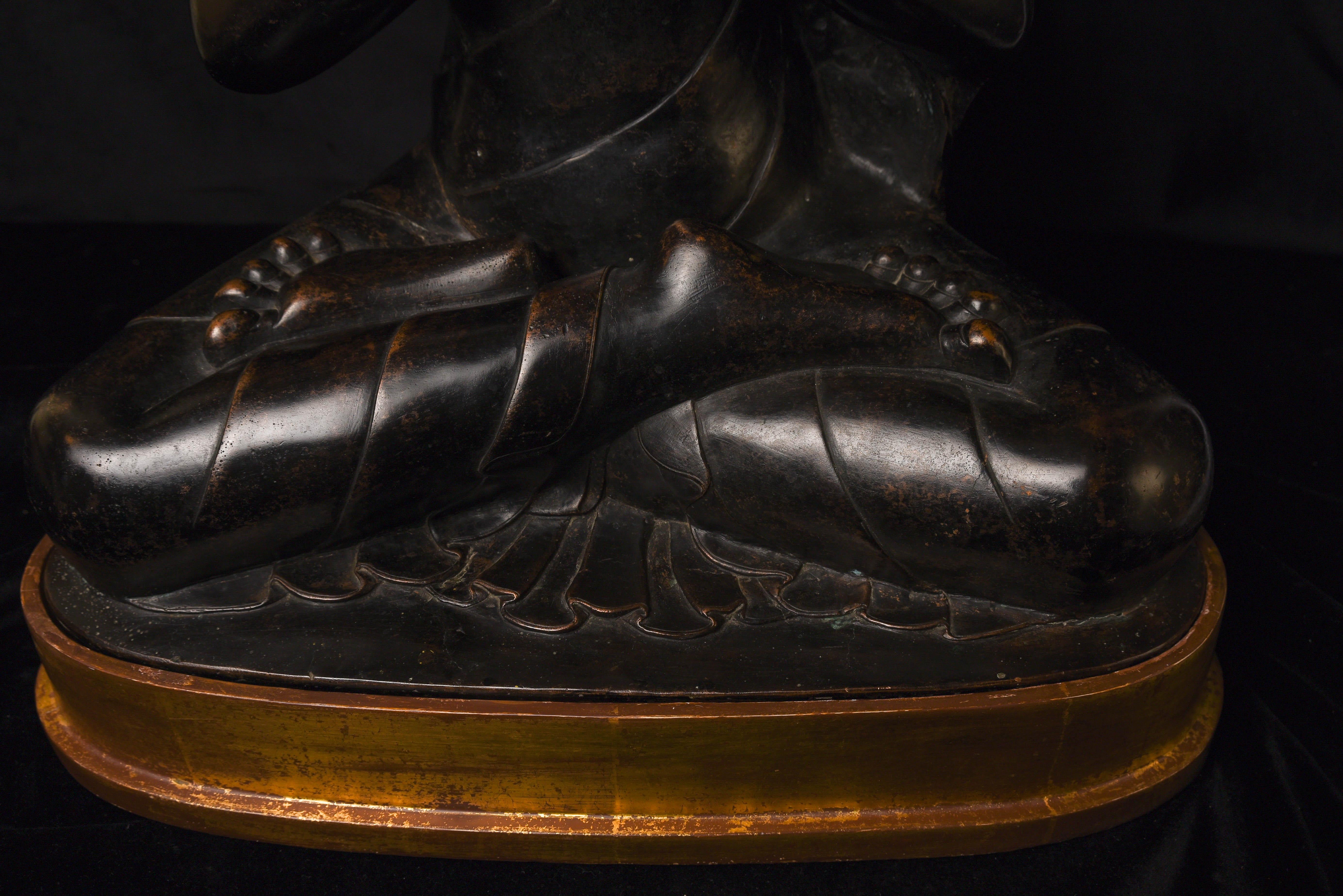 19th C Large, Fine Tibetan Bronze Buddha-World Class Sculpture 2