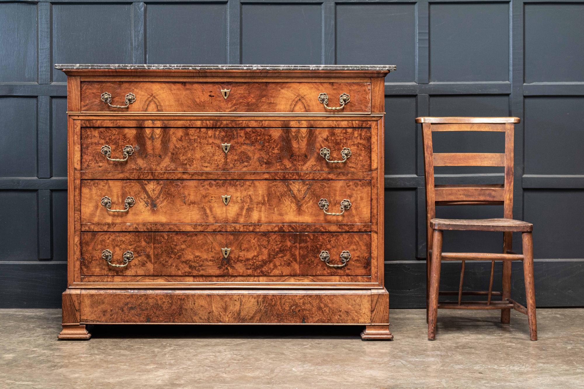 19thC Large French Burr Walnut Commode In Good Condition In Staffordshire, GB