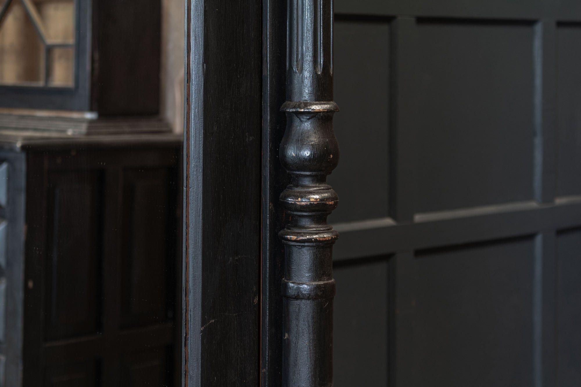 19thC Large French Ebonised Mirrored Armoire For Sale 1