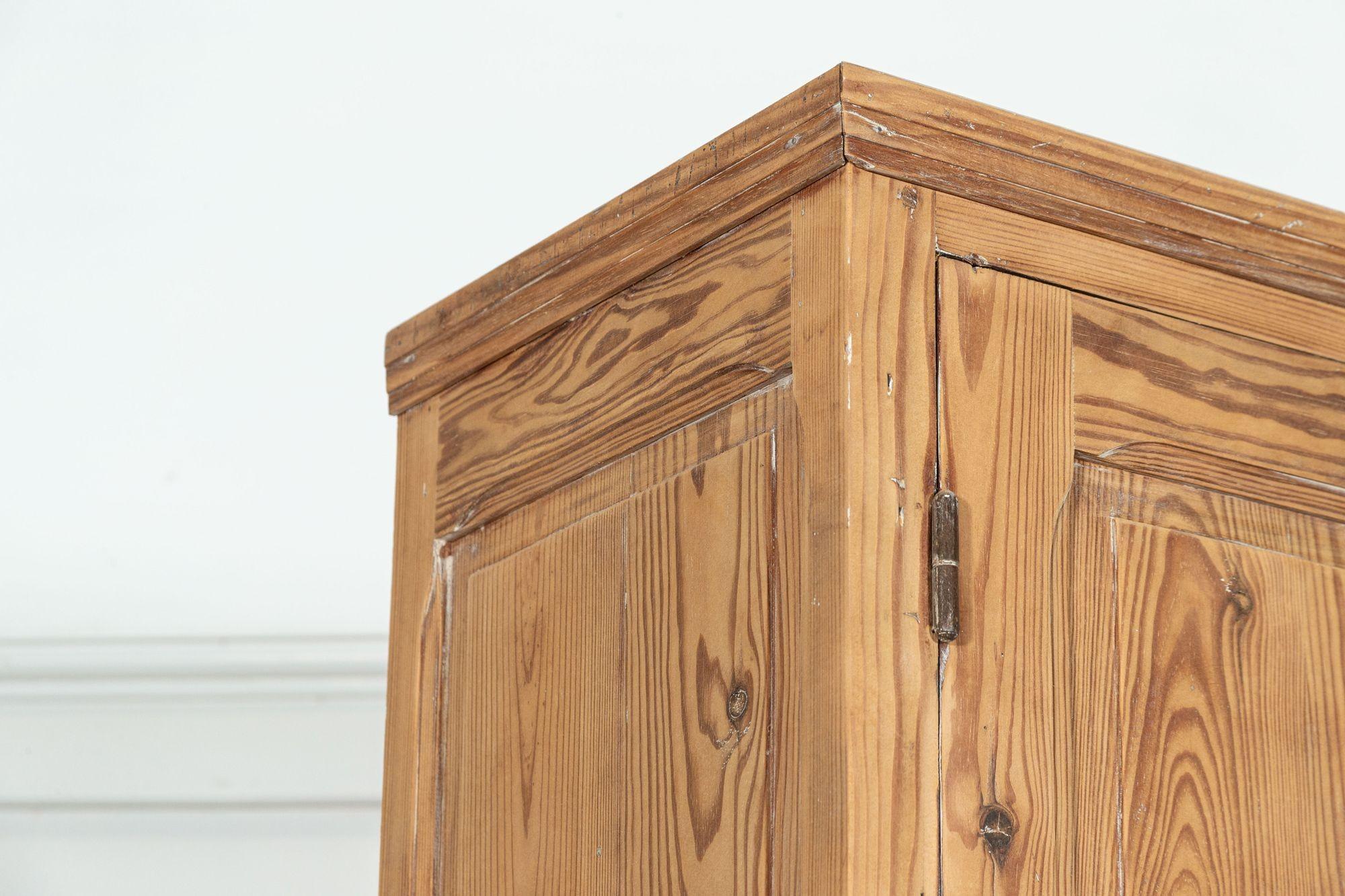 19thc Large French Lime washed Panelled Cupboard For Sale 4