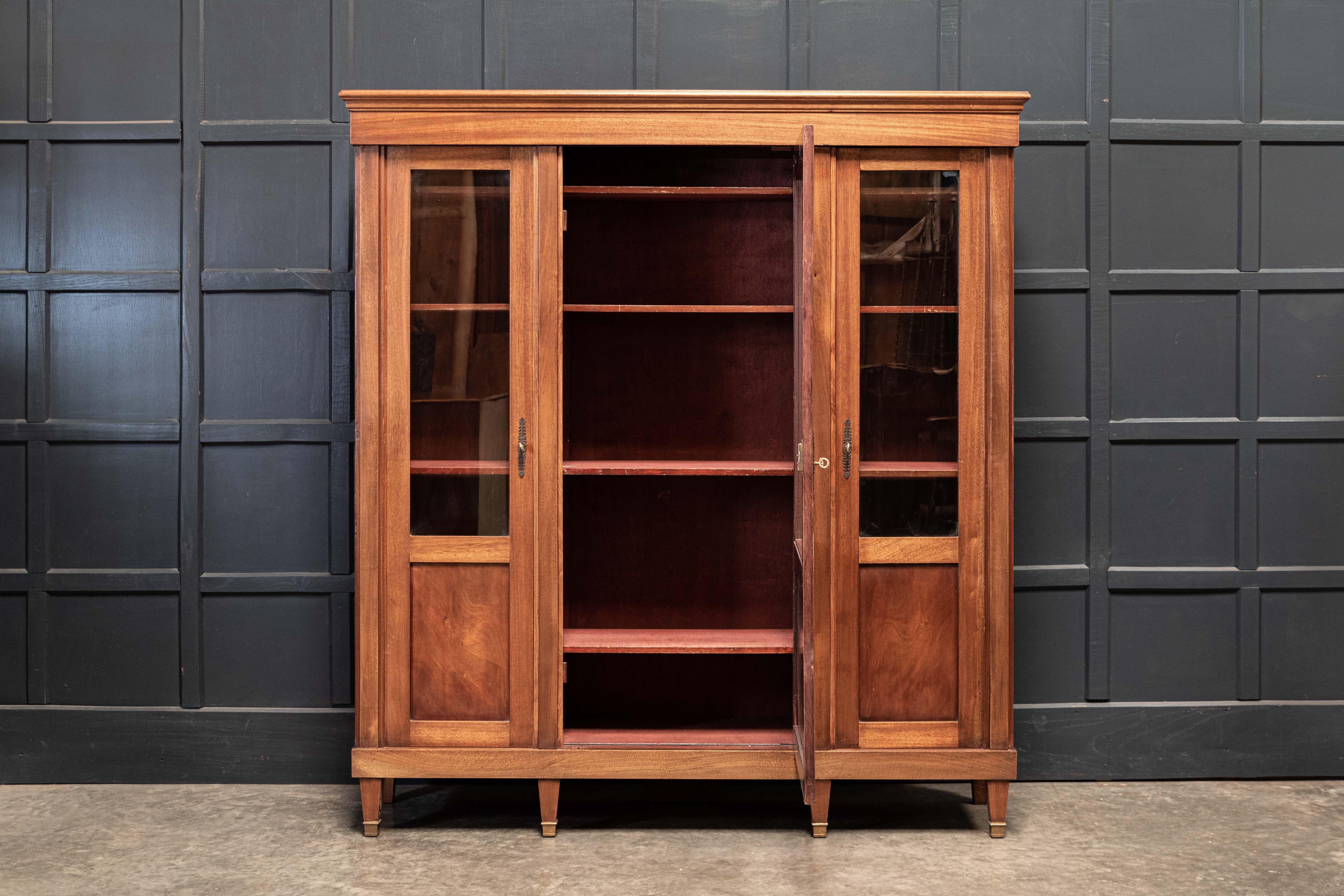 19th Century 19thC Large French Mahogany Glazed Vitrine / Bookcase / Armoire For Sale