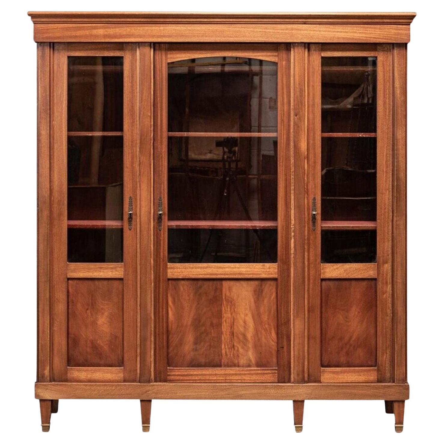 Grande Vitrine / Bibliothèque / Armoire en Acajou Verni du 19ème Siècle Français