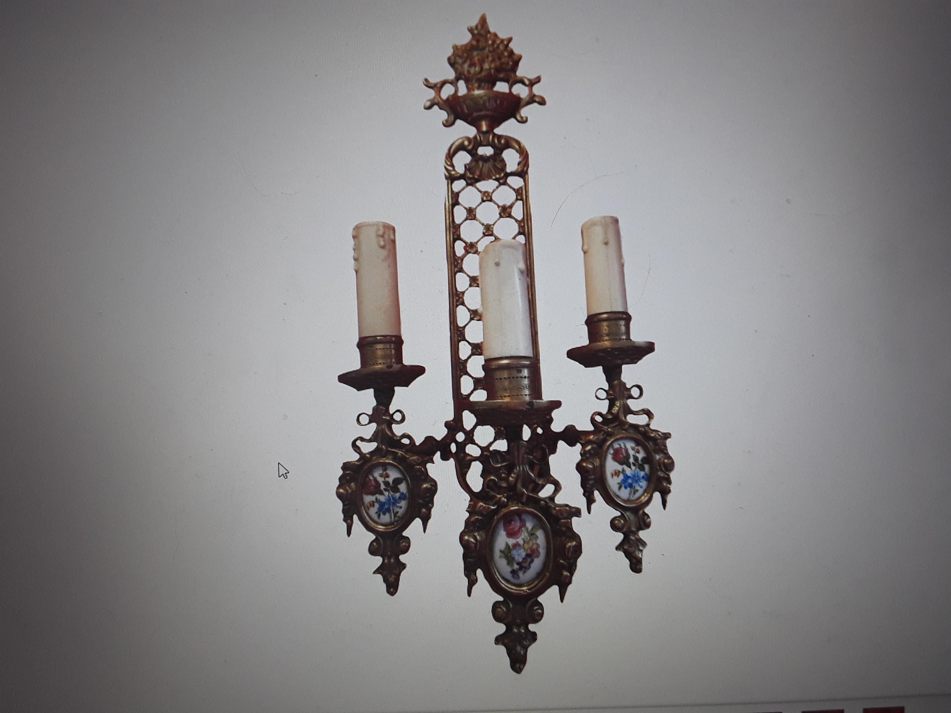 19thc Large French Neoclassical Bronze & Porcelain Wall Sconce For Sale 11