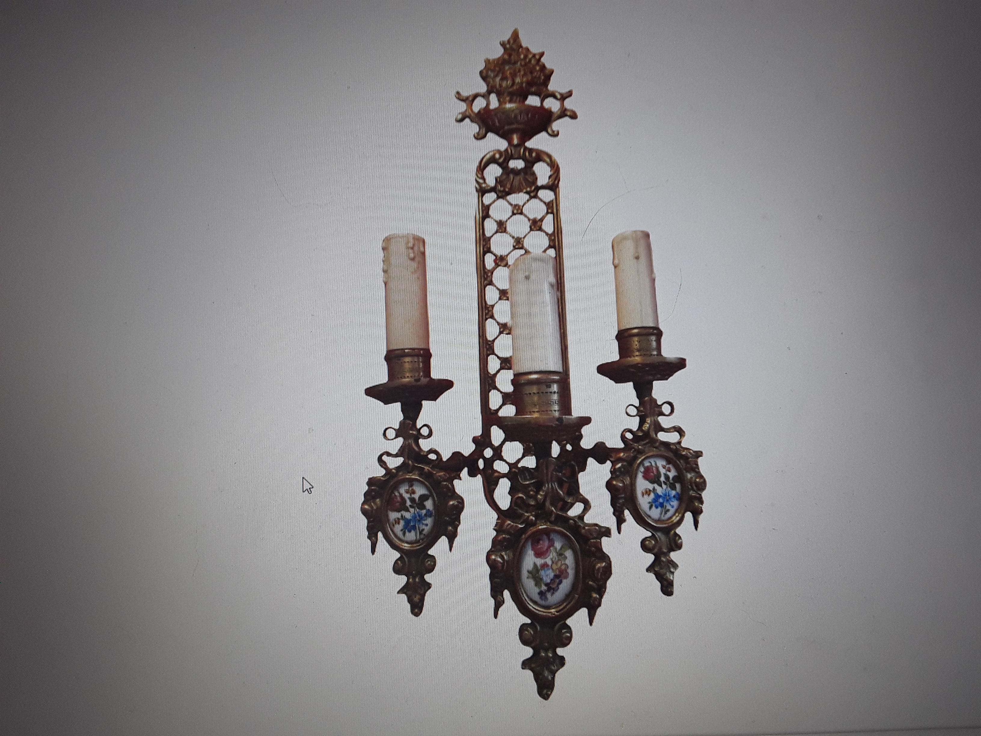 19thc Large French Neoclassical Bronze & Porcelain Wall Sconce For Sale 12