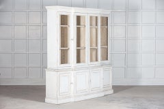 19thC Large French Painted Breakfront Bookcase