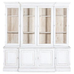 19thC Large French Painted Breakfront Bookcase