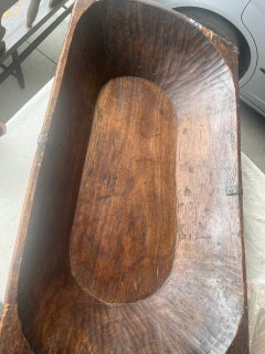 19Thc Large Hand Carved Trencher / Dough Bowl From N. E.