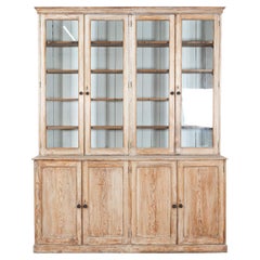 Antique 19thc Large Pine Bookcase /Cabinet/Vitrine/Dresser