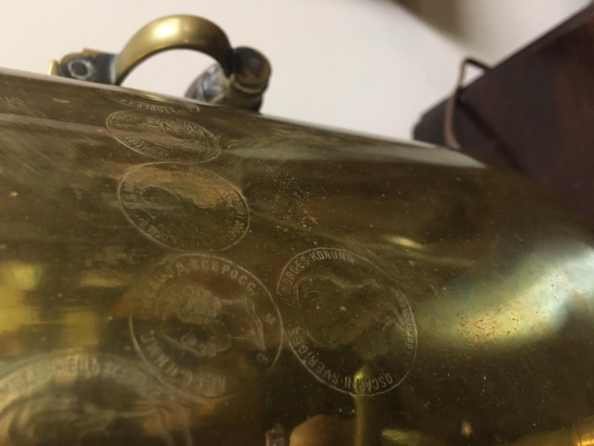 Gran Lámpara Samovar Rusa de Latón del S. XIX con Sellos con Asas de Madera en venta 5