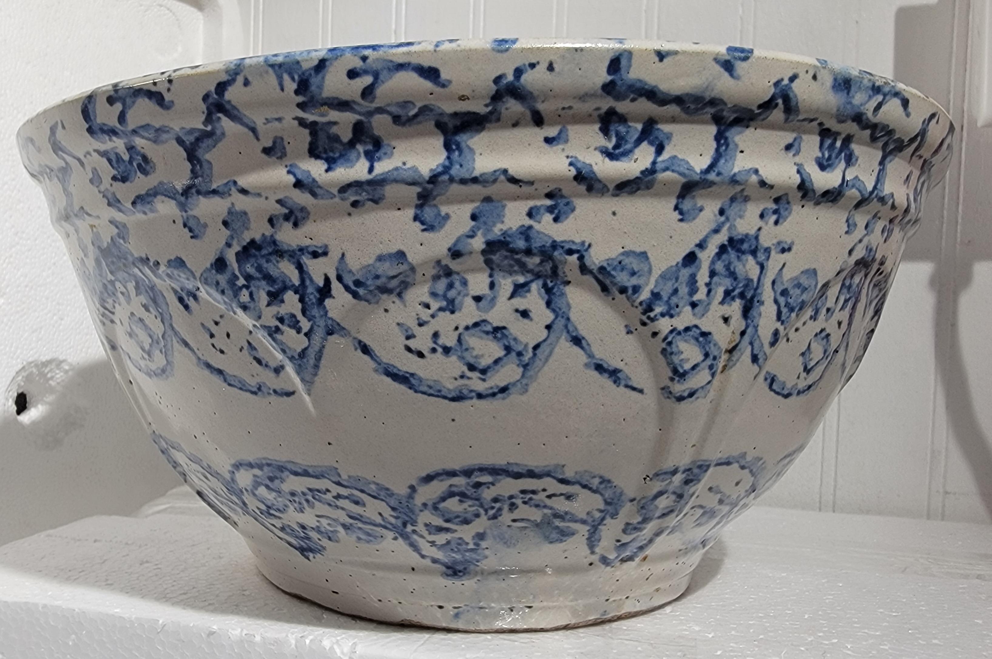 Large 19thc Design shell pattern sponge ware mixing bowl in fine condition.