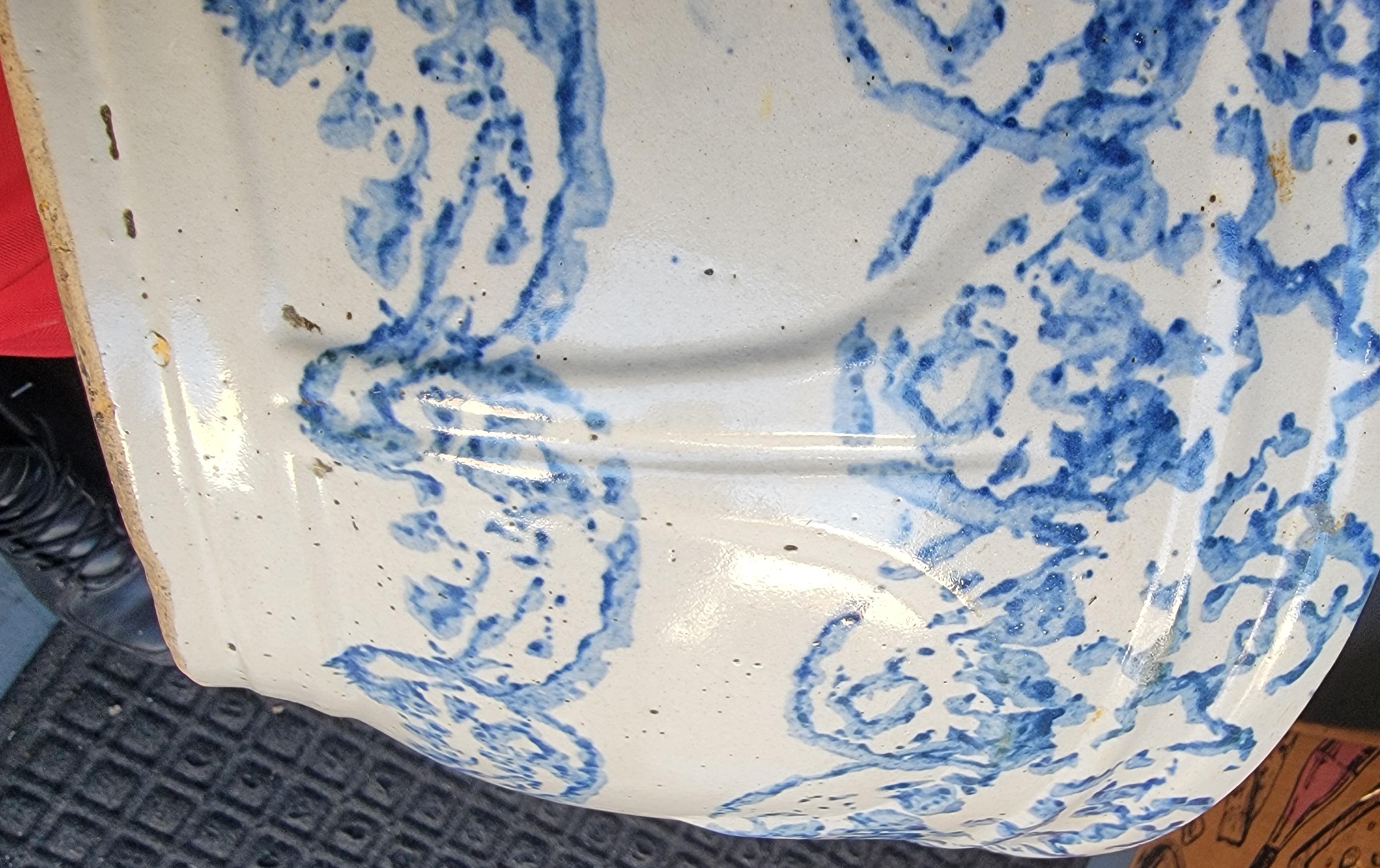 19th Century 19Thc Large Sponge Ware Mixing Bowl For Sale