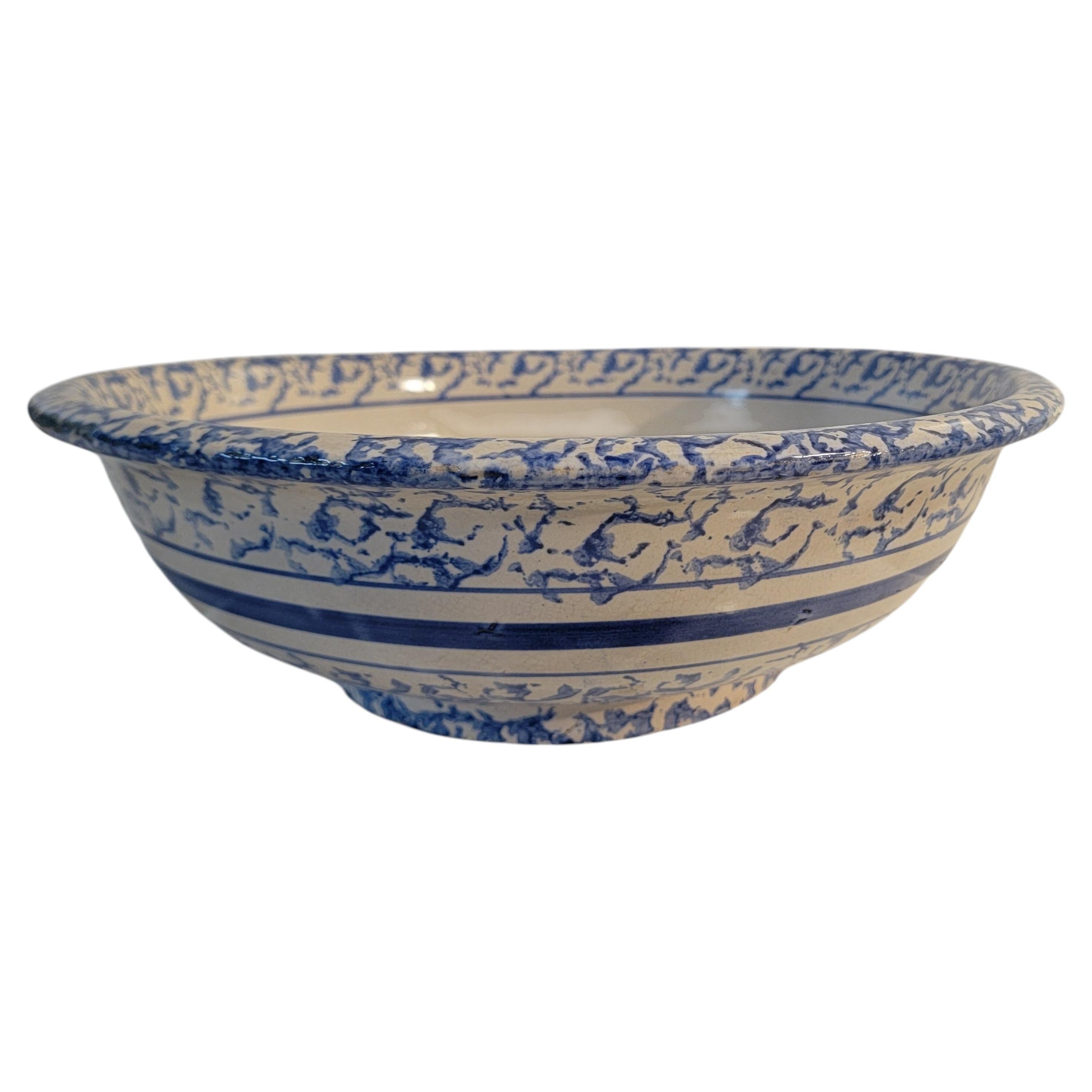 19thc Large Sponge Ware Serving Bowl For Sale
