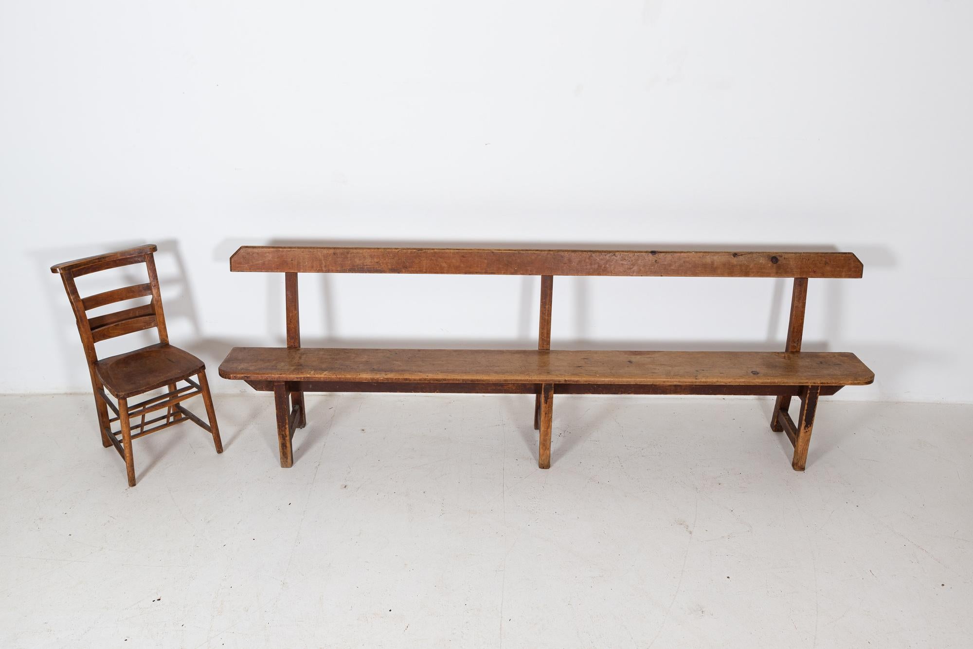 19thC Large Welsh Pine ‘Waiting Room’ Bench 5
