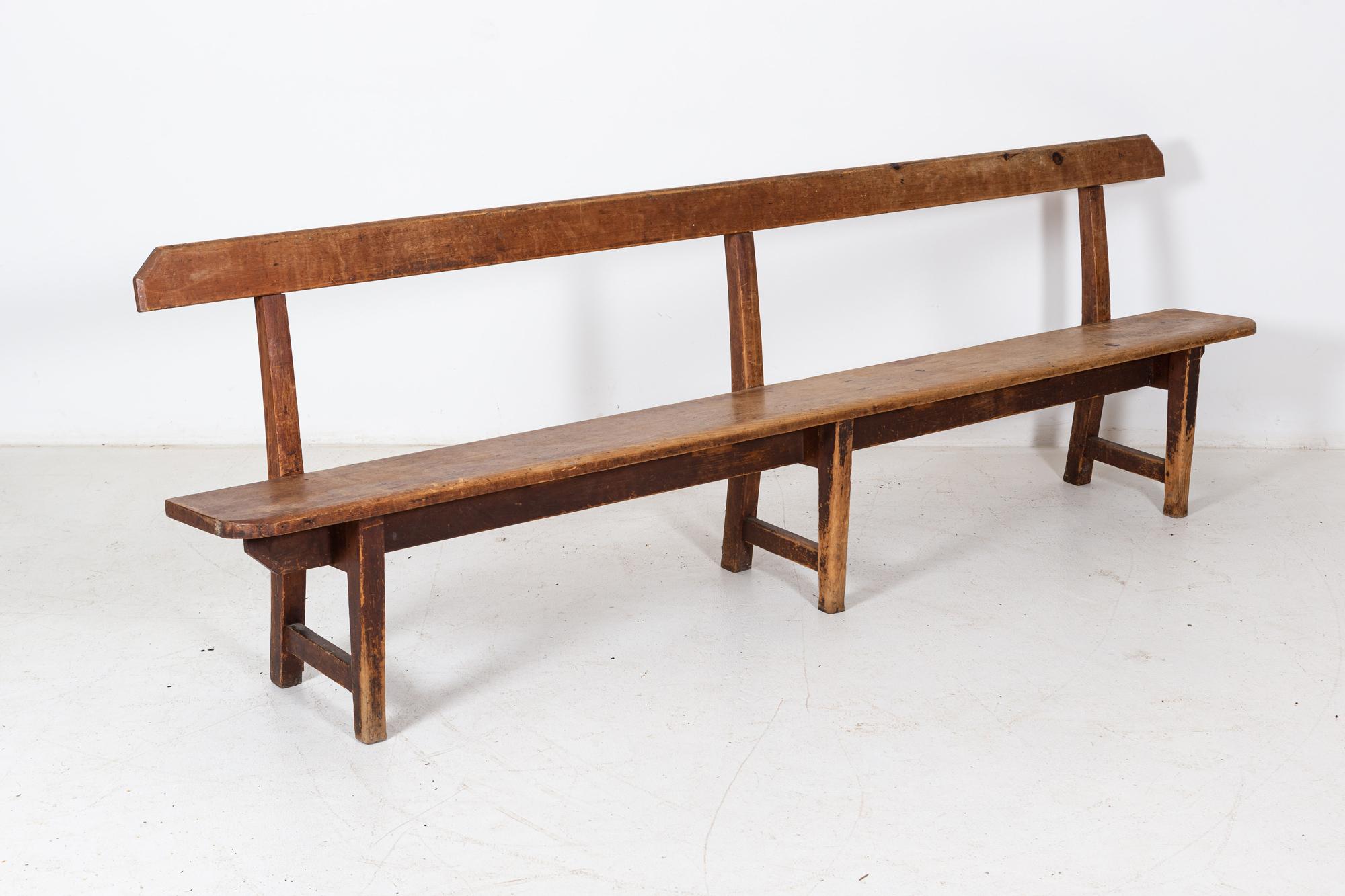19th Century 19thC Large Welsh Pine ‘Waiting Room’ Bench