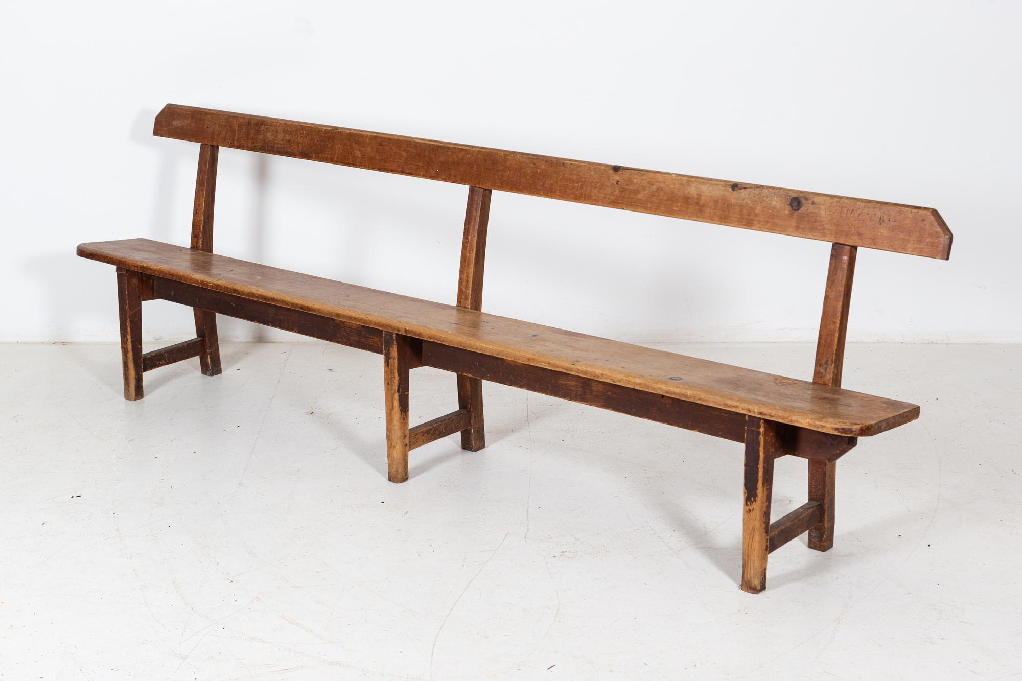 19thC Large Welsh Pine ‘Waiting Room’ Bench 1
