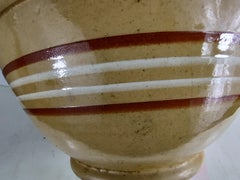 19thc Large Yellow Ware Mixing Bowl with Banding