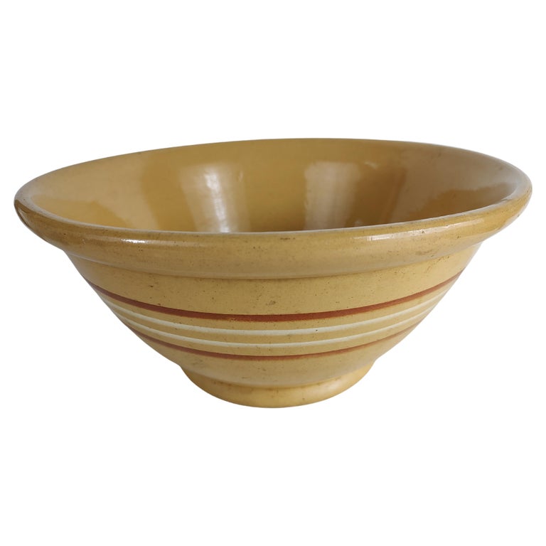 19thc Large Yellow Ware Mixing Bowl with Banding For Sale at 1stDibs