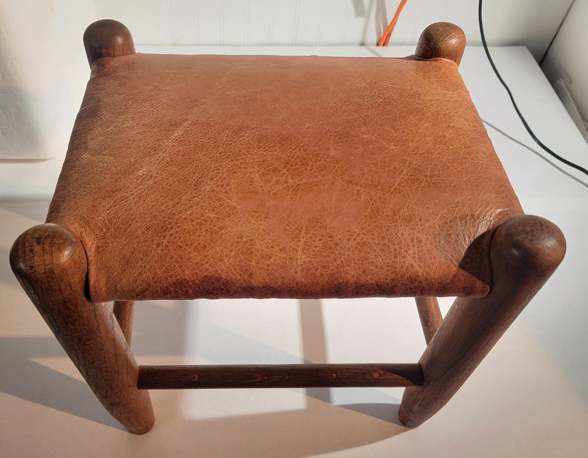 Adirondack 19Thc Leather Seat Wood Stool For Sale