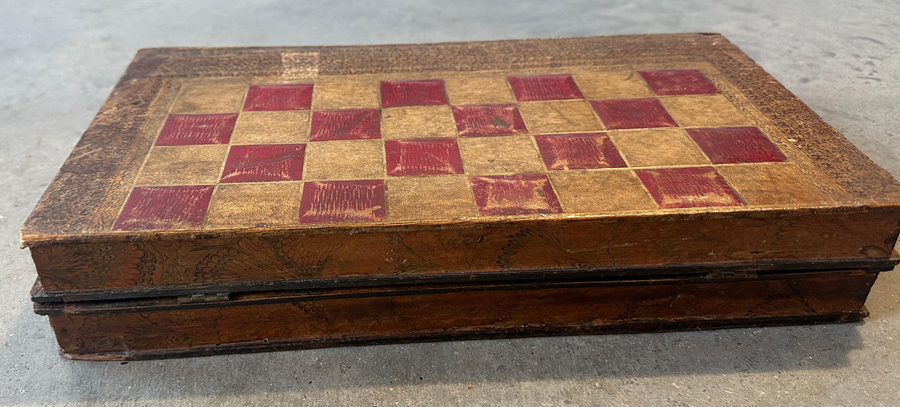 19thc Leather Top Game Board In Good Condition For Sale In Los Angeles, CA