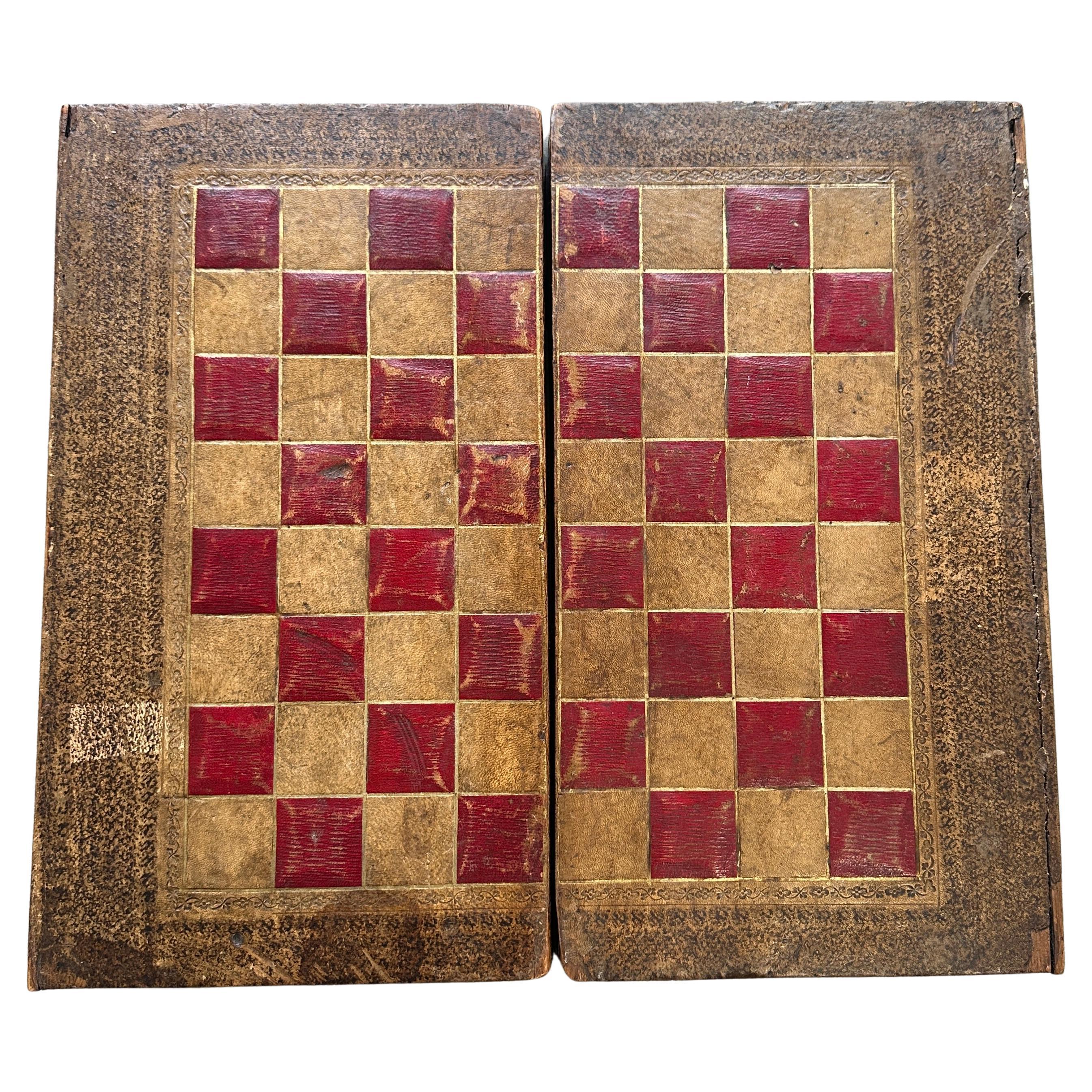 19thc Leather Top Game Board