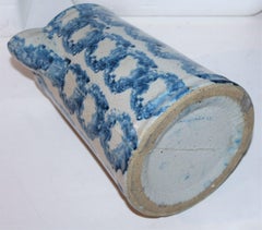 19thc Light Blue Smoke Ring Pattern Sponge Pitcher