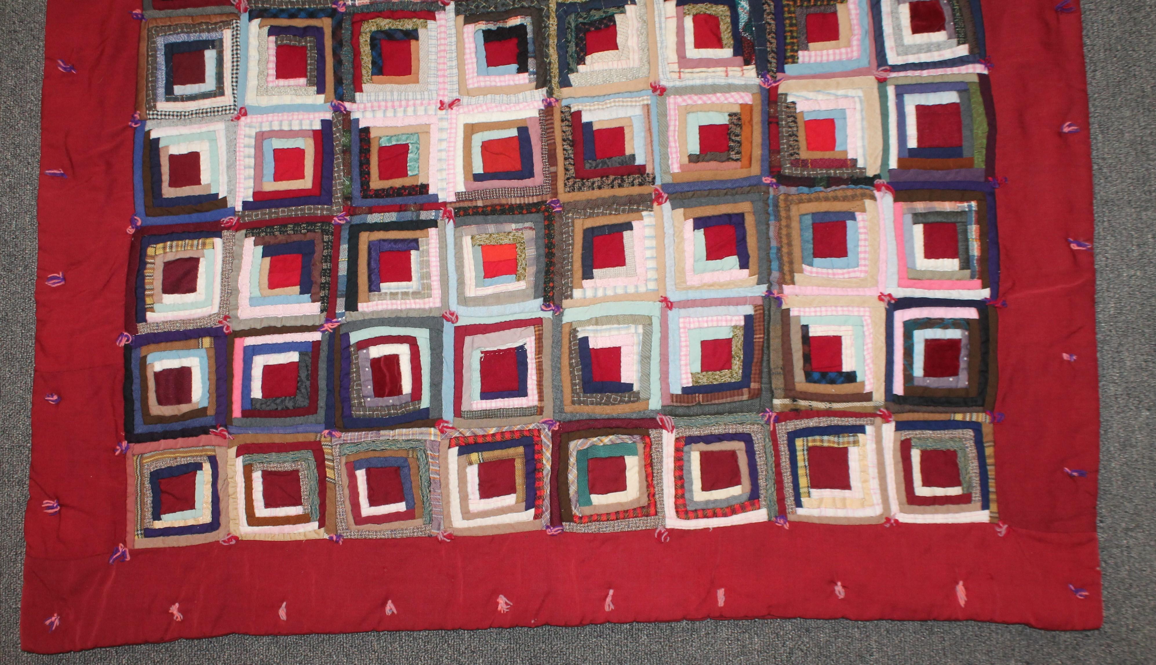 This fine Pennsylvania mini pieced crib quilt is all in wool and tiny ties and piecework. The condition is very good.