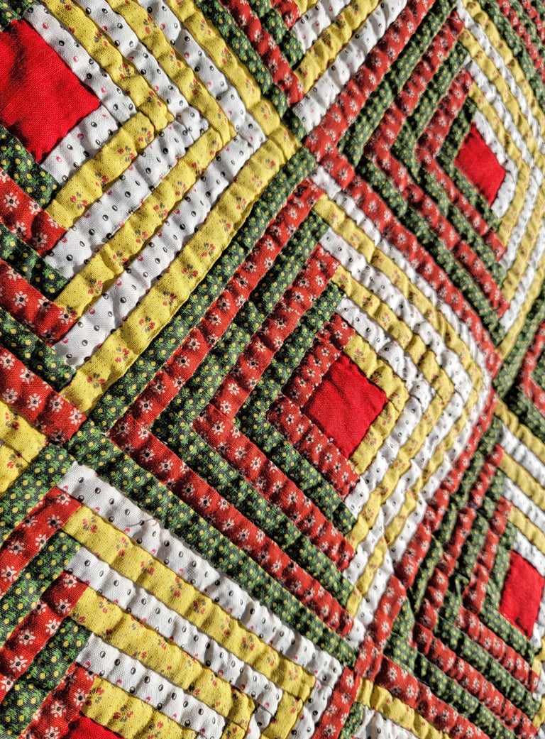 19thc Log Cabin Quilt W/ Zig Zag Border For Sale at 1stDibs borders